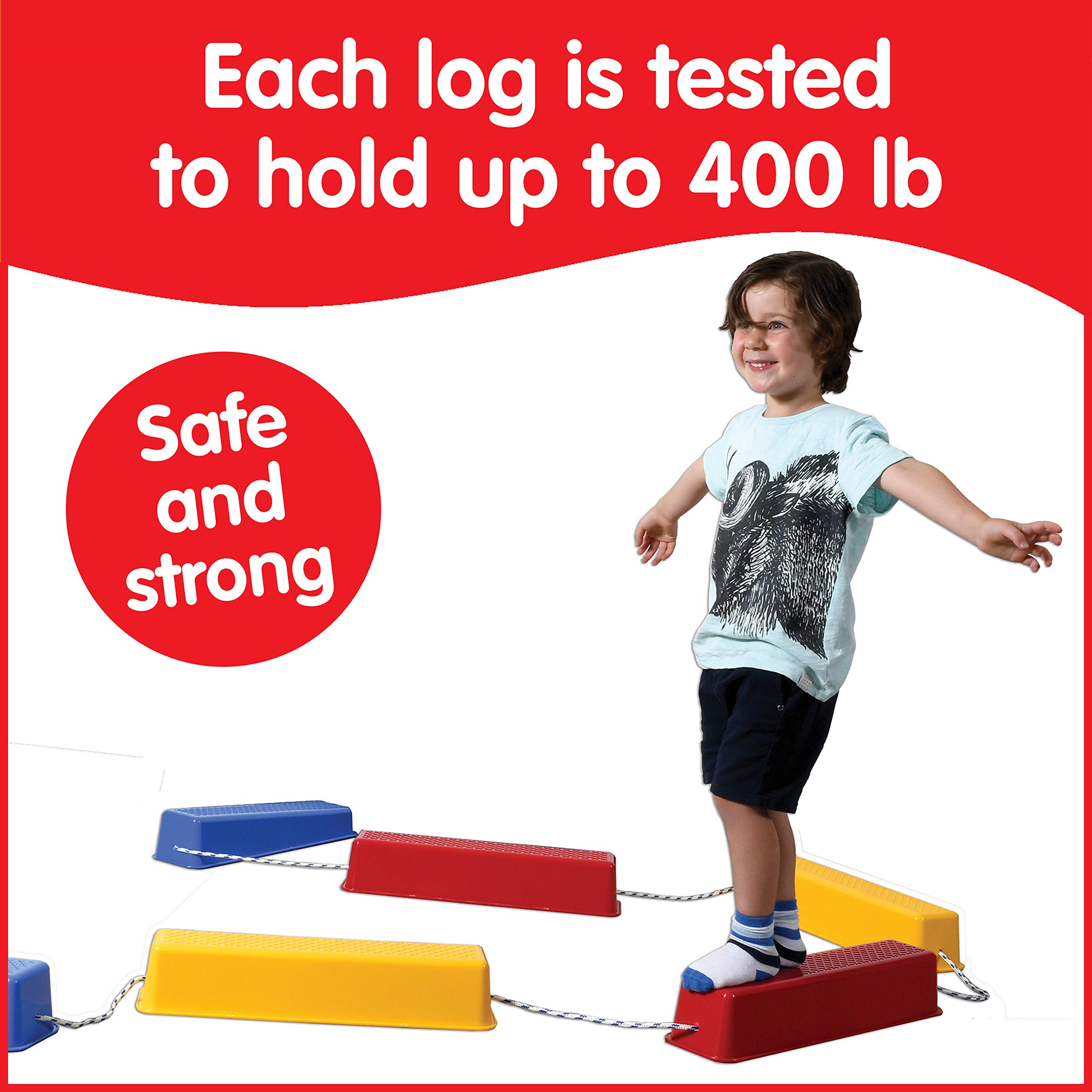 Edx Education Step-a-Logs - Stackable Balance Beams for Kids - Indoor & Outdoor Gross Motor Skills Toys - Coordination Building Exercise Equipment for Playrooms, Backyards & Preschools