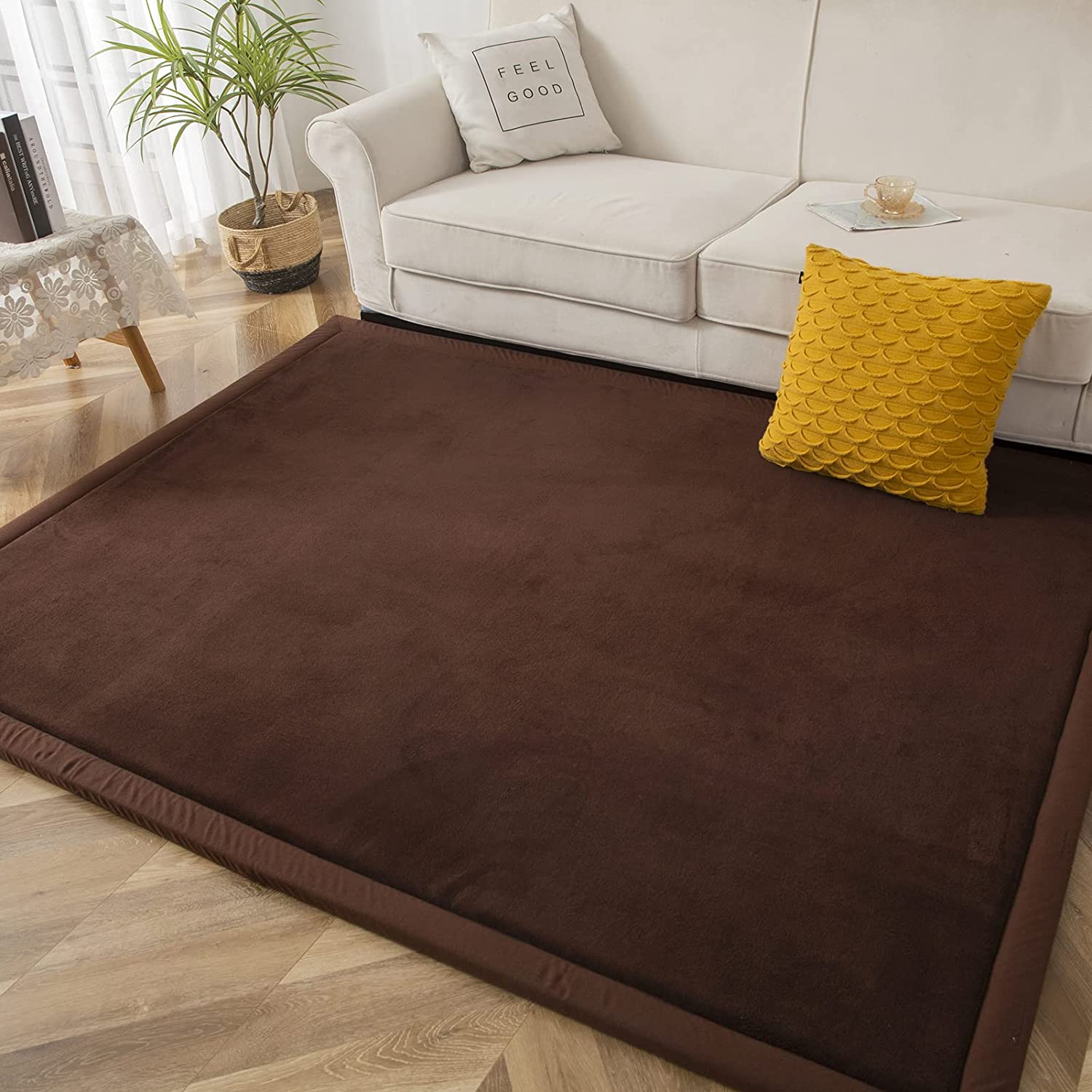 MAXYOYO Baby Play Mat - Soft Coral Velvet Thick Japanese Tatami Rug with Non-Slip Backing for Nursery, Living Room & Bedroom | Perfect for Crawling, Playtime & Home Decor