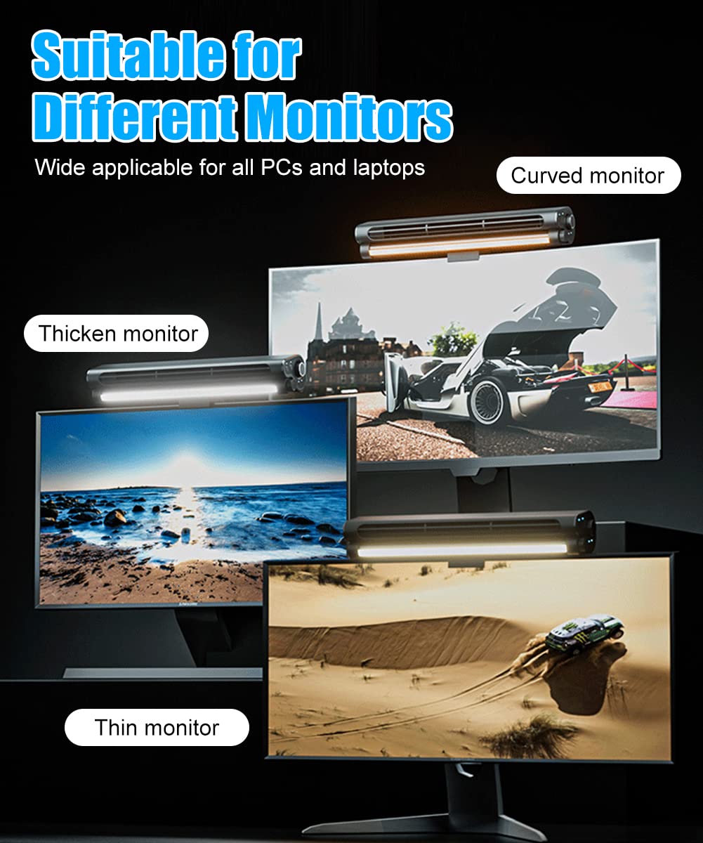USB Cooling Fan with LED Light - Quiet Bladeless Monitor Fan for Office & Gaming