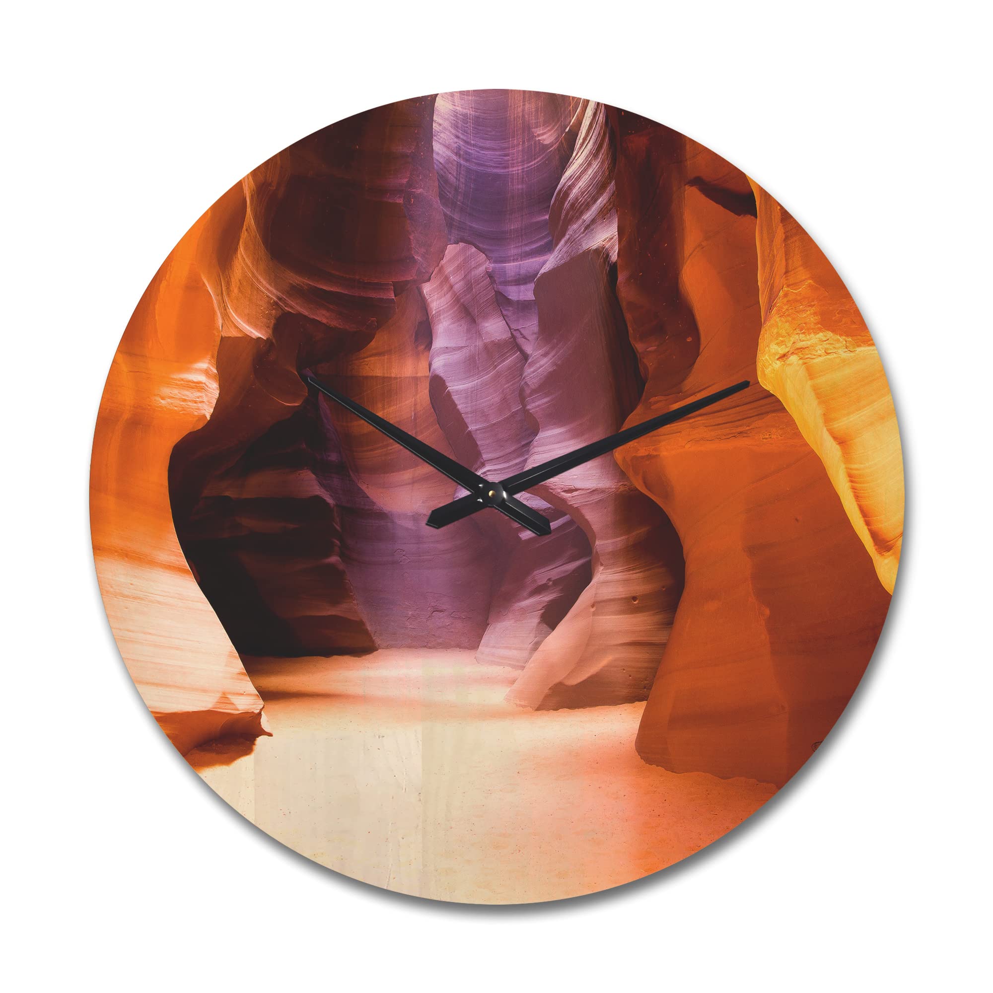Modern Wood Wall Clock - Large Oversized Decorative Clock with Upper Antelope Canyon Landscape Design - Perfect for Living Room, Bedroom & Office Décor