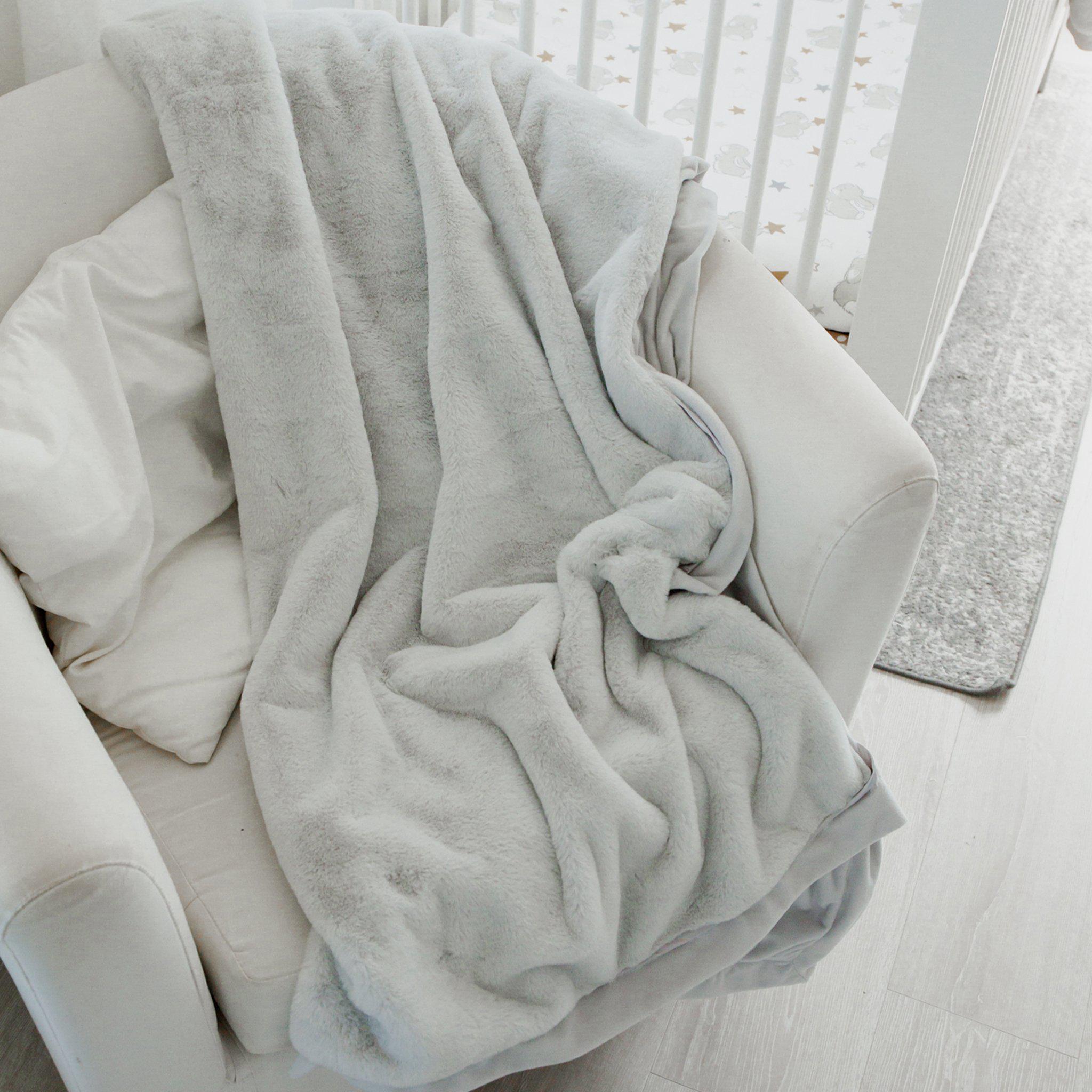 Big Cozy Nibble Fur Blanket - Soft Gray Plush Throw 50x60 Inches - Perfect for Couch, Bed & Winter Snuggling
