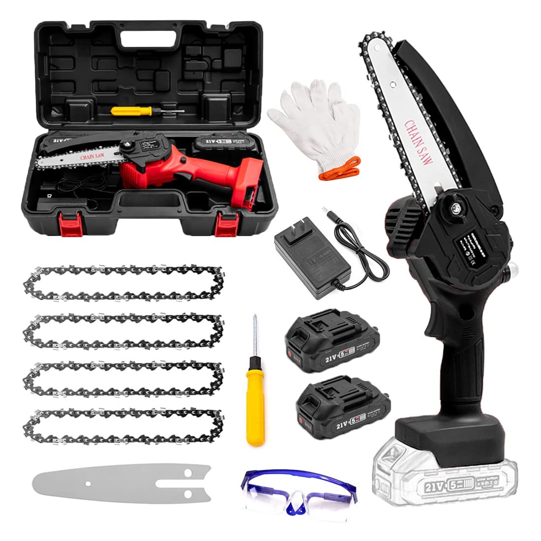 6 Inch Cordless Mini Chainsaw with Battery & Charger - Portable Electric Chain Saw for Gardening, Wood Cutting, Tree Pruning & Outdoor Camping - Lightweight & Powerful Tool for DIY Projects & Yard Work
