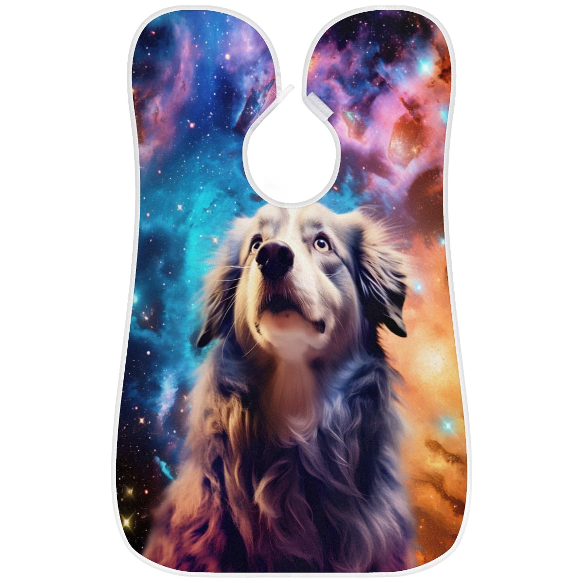 **Men's Galaxy Beard Shaving Bib - Cute Dog Print Barber Cape for Hair Dye, Makeup & Grooming - Sink Hair Catcher & Beard Trimming Accessory - Perfect Gift for Barbers, Stylists & Pet Lovers**    *(Use: Ideal for home grooming, salon use, pet haircuts, or as a fun gift for beard enthusiasts!)*