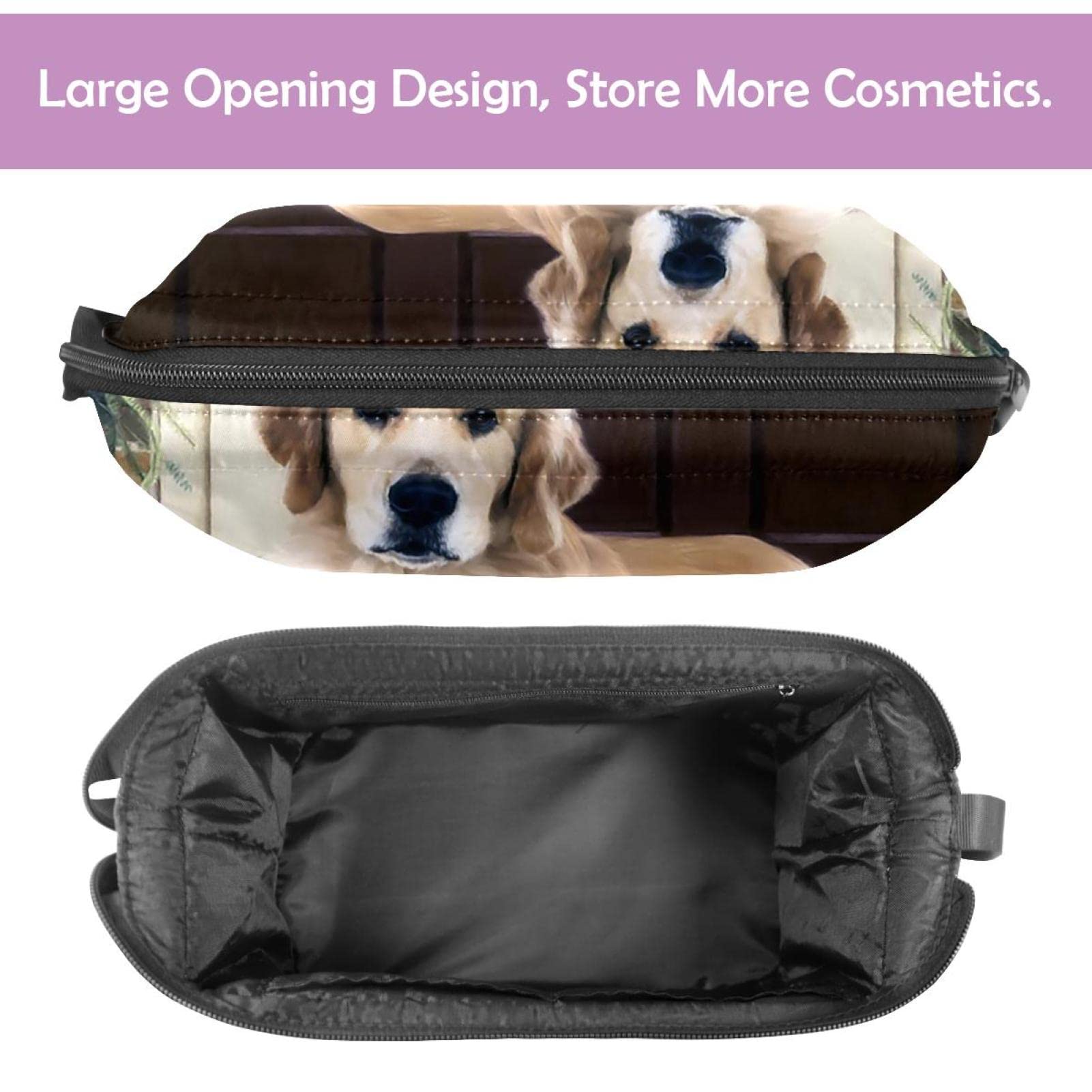 Golden Retriever Dog Print Large Travel Cosmetic Bag - Waterproof Makeup Organizer for Women, Toiletry Bag for Travel, Gym & Daily Use