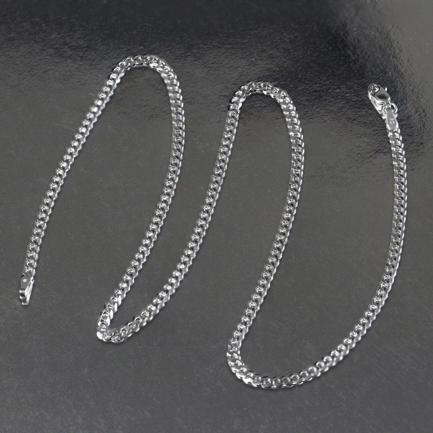 2.6mm 14k White Gold Solid Curb Chain Necklace for Women - Durable & Elegant Jewelry for Everyday Wear, Gifts & Special Occasions
