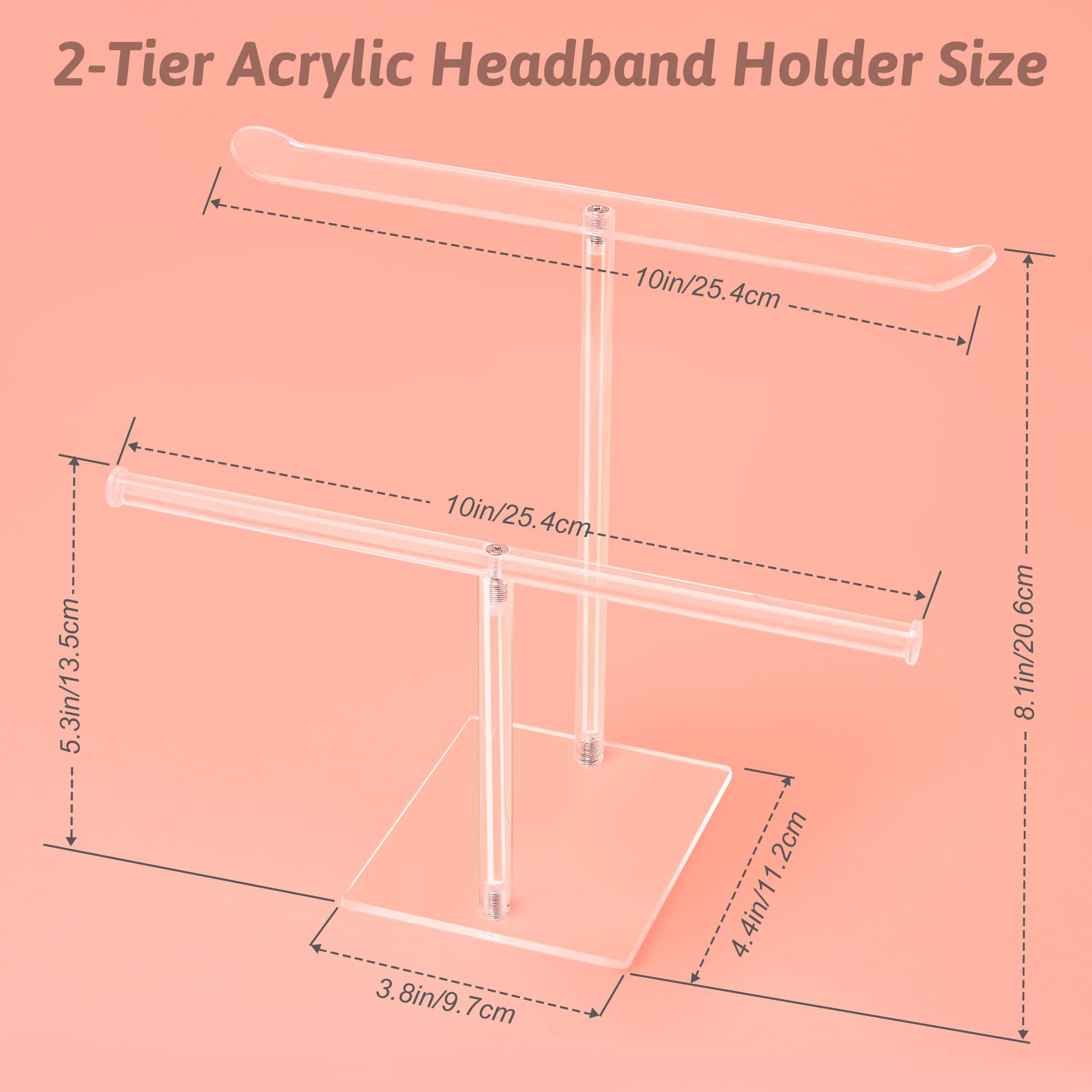 2-Tier Clear Acrylic Headband & Scrunchie Organizer - Hair Tie Storage Display Stand for Women & Baby Girls | Perfect for Bedroom, Bathroom & Travel Organization