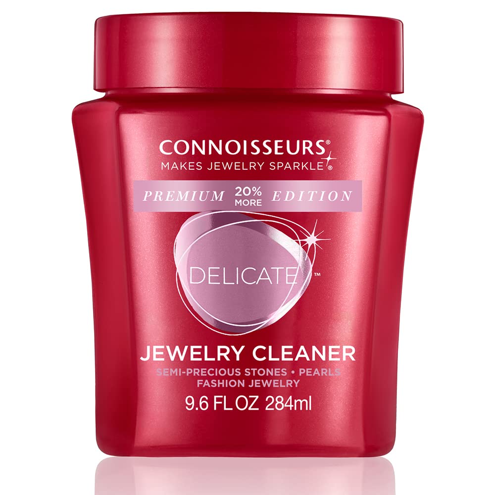 CONNOISSEURS Premium Jewelry Cleaner - 9.6oz Value Size for Fine, Silver & Delicate Jewelry | Professional Jewelry Cleaning Solution for Rings, Necklaces & Watches | Home & Travel Use