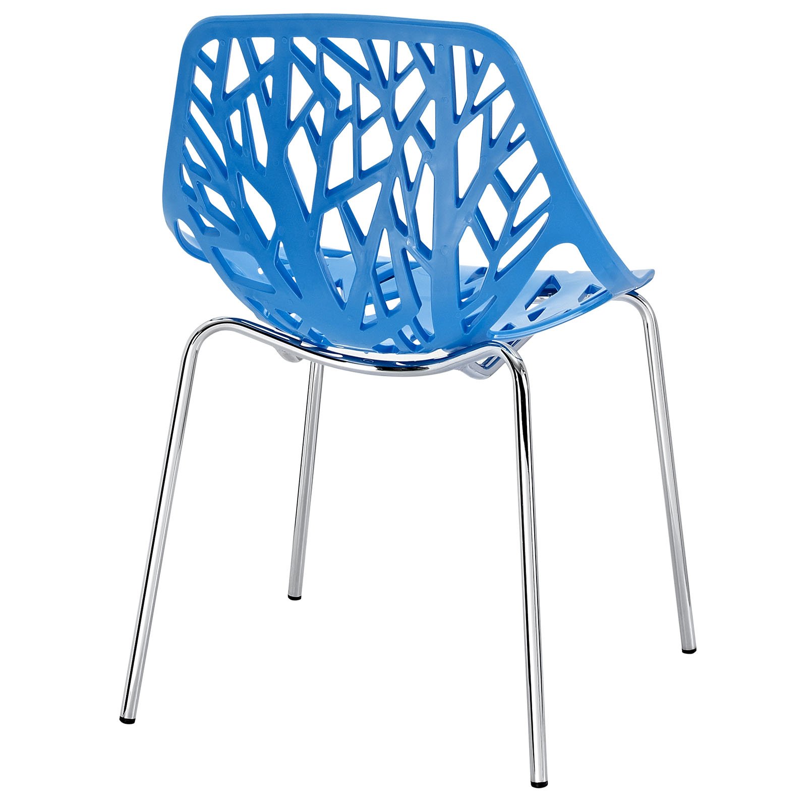 Modway Stencil Modern Stacking Chair - Blue Kitchen & Dining Room Chair Set of 2, Comfortable Stackable Seating for Small Spaces, Breakfast Nook, or Outdoor Patio