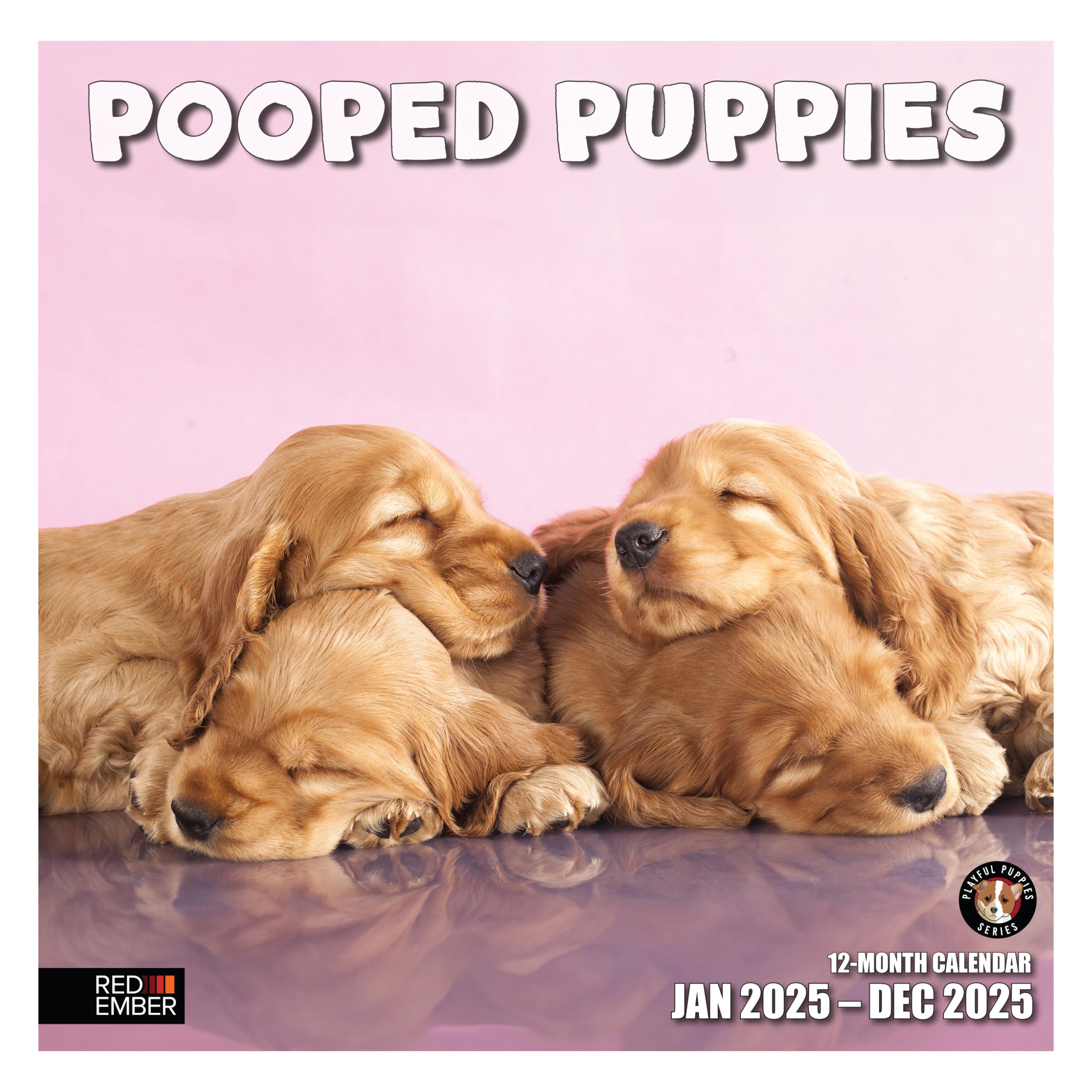RED EMBER Pooped Puppies 2025 Wall Calendar - 12 Month Funny Dog Calendar with Thick Sturdy Paper (12