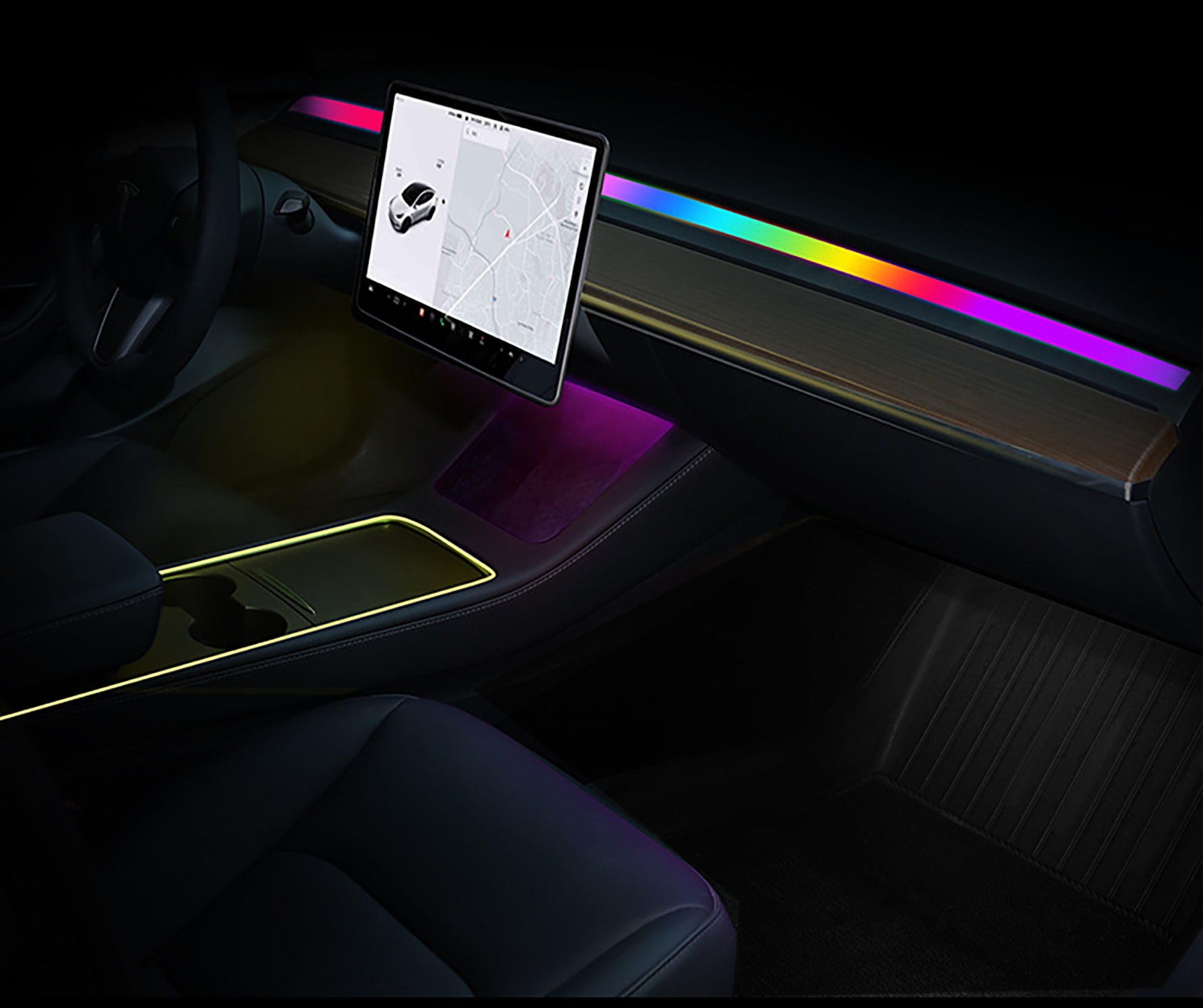 Tesla Model Y/3 Neon Ambient LED Lighting Kit - Custom Car Interior Lights for Mood & Style | Perfect for Night Driving, Parties & Car Shows
