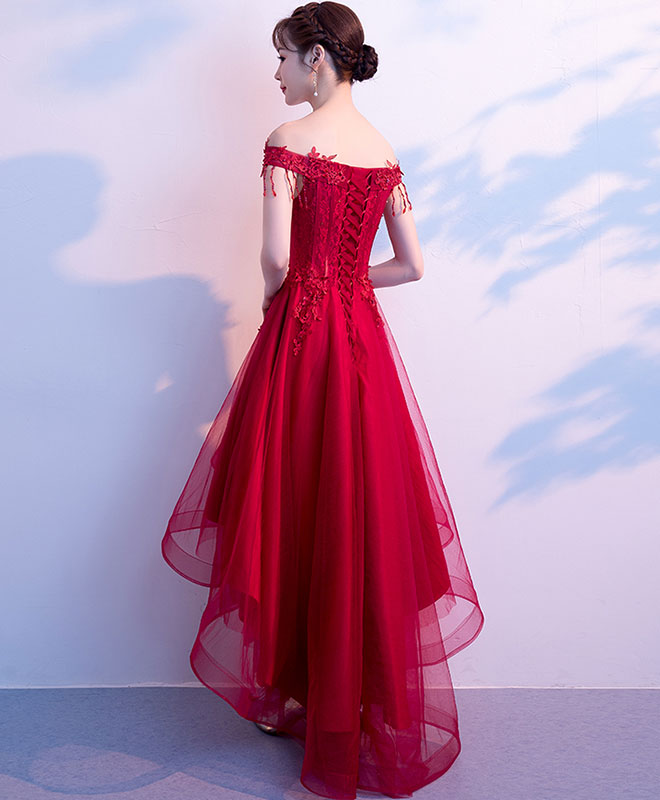 Elegant Burgundy Tulle Lace Prom Dress & Evening Gown - Formal Ball Gown for Homecoming, Wedding Guest, Quinceañera & Special Occasions