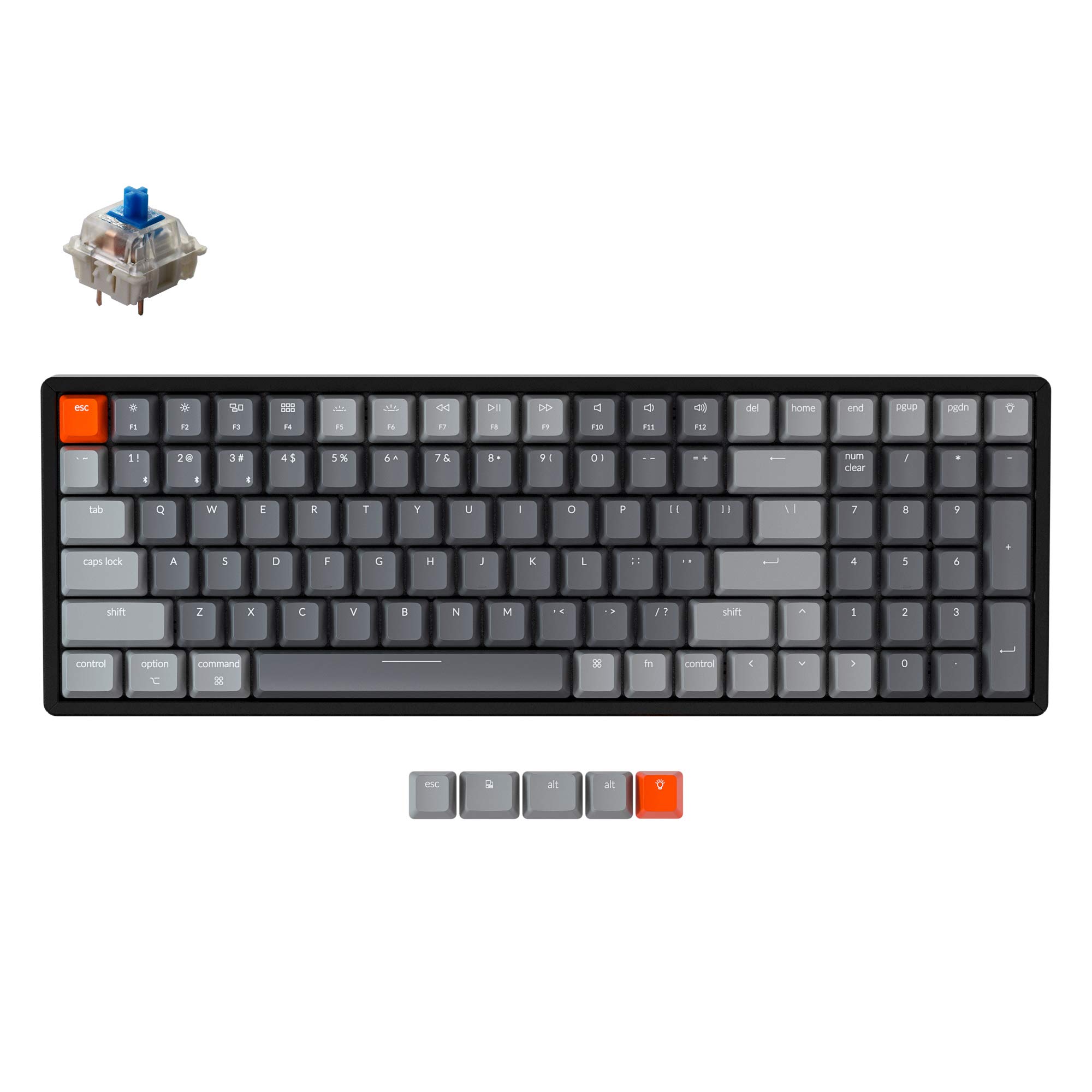 Keychron K4 V2 Wireless Mechanical Keyboard - 100-Key Compact Layout, RGB Backlit, Gateron G Pro Blue Switches, Bluetooth/USB Wired for Mac & Windows - Perfect for Gaming, Coding & Office Work