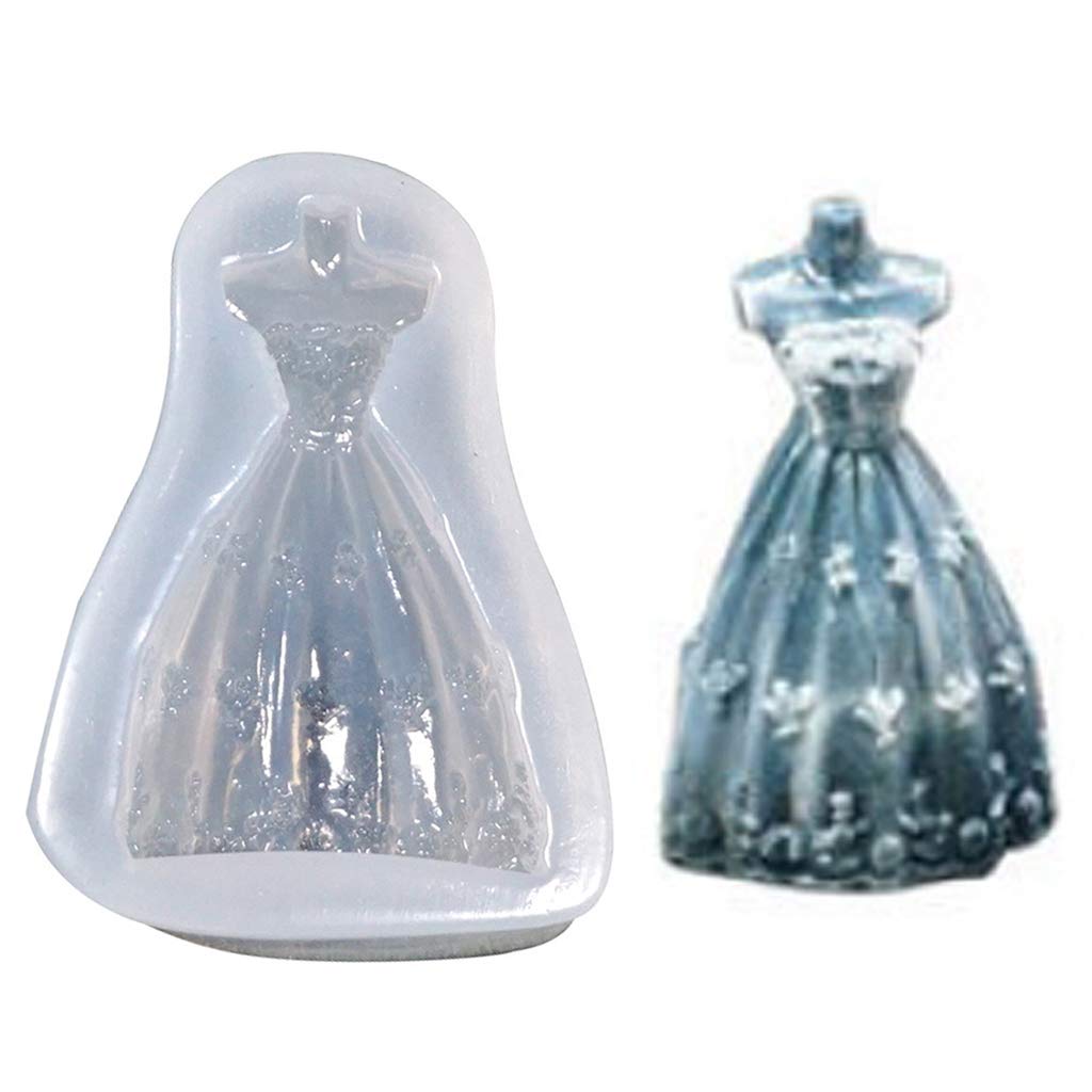Wedding Dress Silicone Mold for DIY Epoxy Resin Jewelry Making - Polymer Clay Craft Mold for Keychains, Pendants & Princess Skirt Charms - Perfect for Wedding Favors, Bridal Party Gifts & Handmade Jewelry Creations