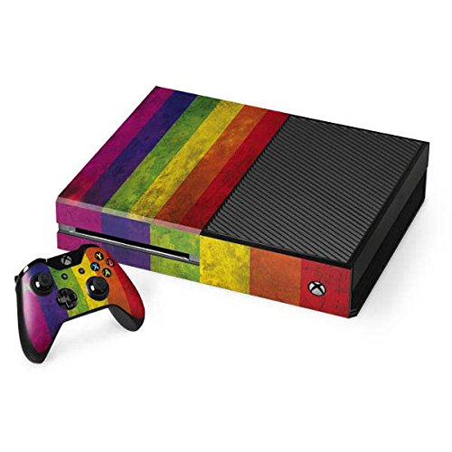 Skinit Decal Gaming Skin for Xbox One Console & Controller Bundle - Distressed Rainbow Flag Design | Custom Protective Cover for Enhanced Grip & Style | Perfect for LGBTQ+ Gamers & Pride Events
