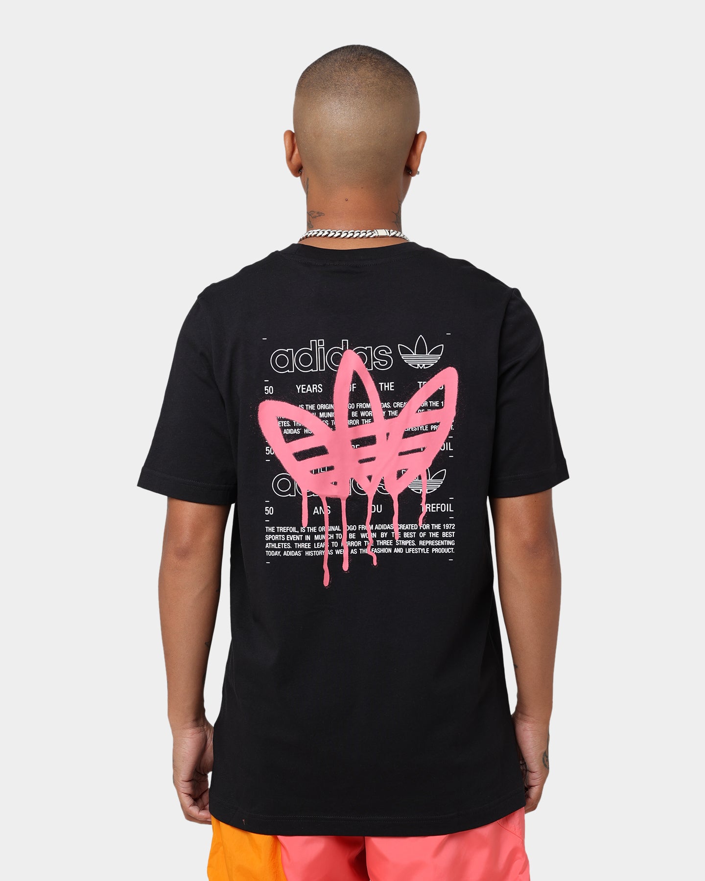 Adidas Behind T-Shirt for Men - Black/Turbo - Comfortable Cotton Crew Neck Tee for Casual Wear, Gym & Street Style