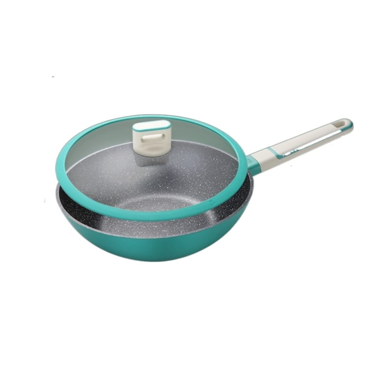 Non-Stick Maifan Stone Wok Pan - 28cm Aluminum Alloy Frying Pan with Long Handle for Home Cooking, Soup & Milk Pot | Perfect for Stir-Fry, Sauteing & Deep Frying | Durable European Style Kitchen Cookware (1 Piece)