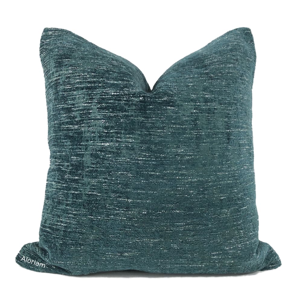 Knox Baltic Teal Slub Textured Chenille Pillow Cover - Soft Decorative Throw Pillow Case for Sofa, Bed & Home Decor