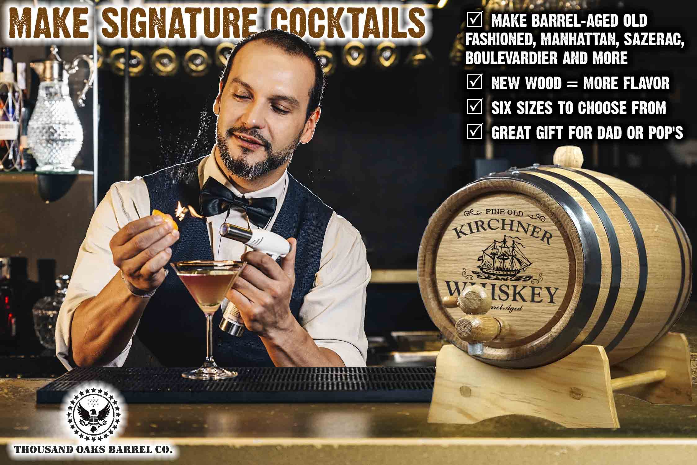 10L Oak Whiskey Barrel with Wood Stand - Small 2.5 Gallon Barrel for Home Brewing, Distilling & Cocktail Aging | Perfect for Bourbon, Whiskey & Craft Cocktails | Includes Bung & Spigot (B458) - Home Bar Essential & Unique Gift for Whiskey Lovers