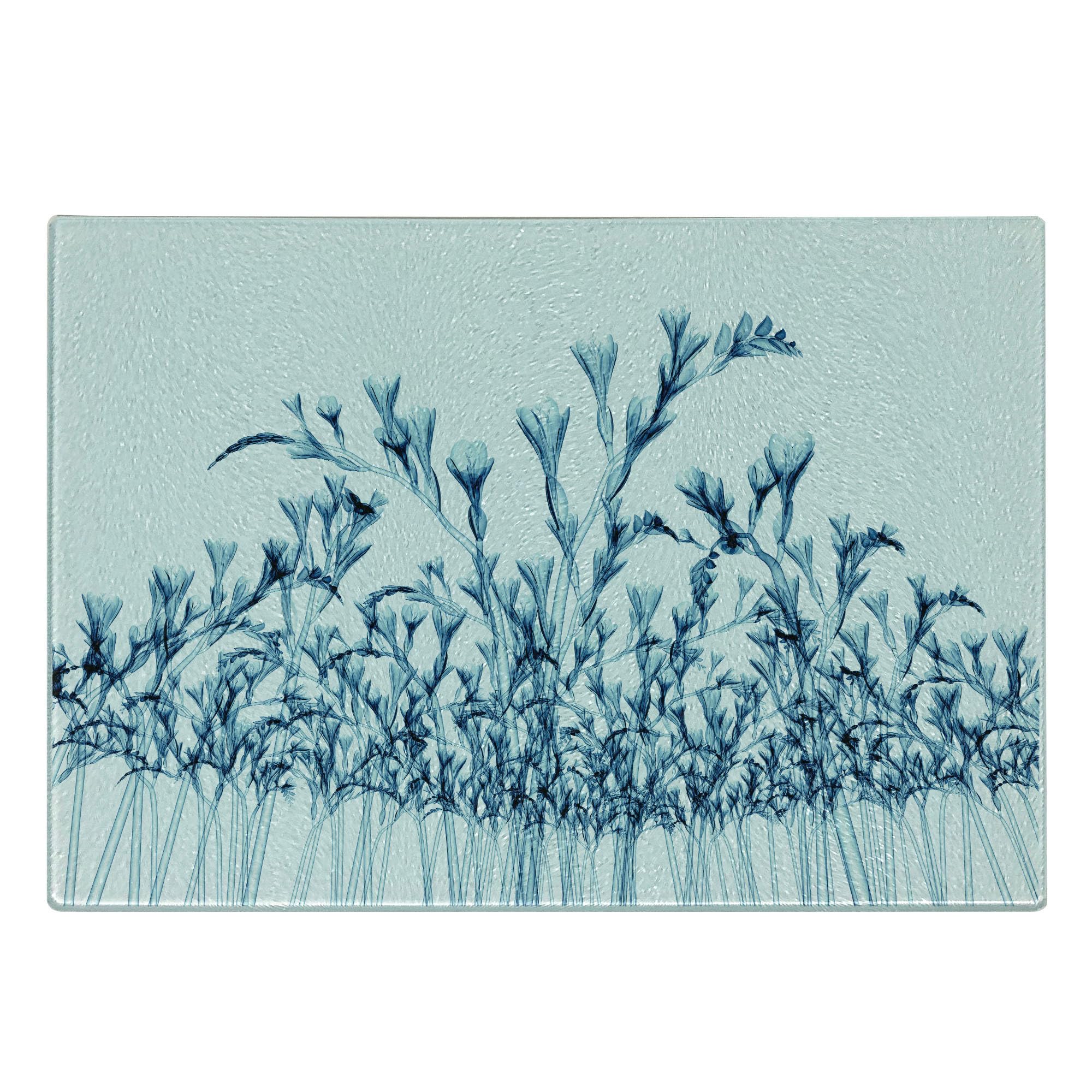 Ambesonne Floral Glass Cutting Board - Teal & White X-ray Flower Design - Decorative Tempered Glass Serving Board for Kitchen & Dining - Perfect for Cheese Display, Charcuterie & Home Decor