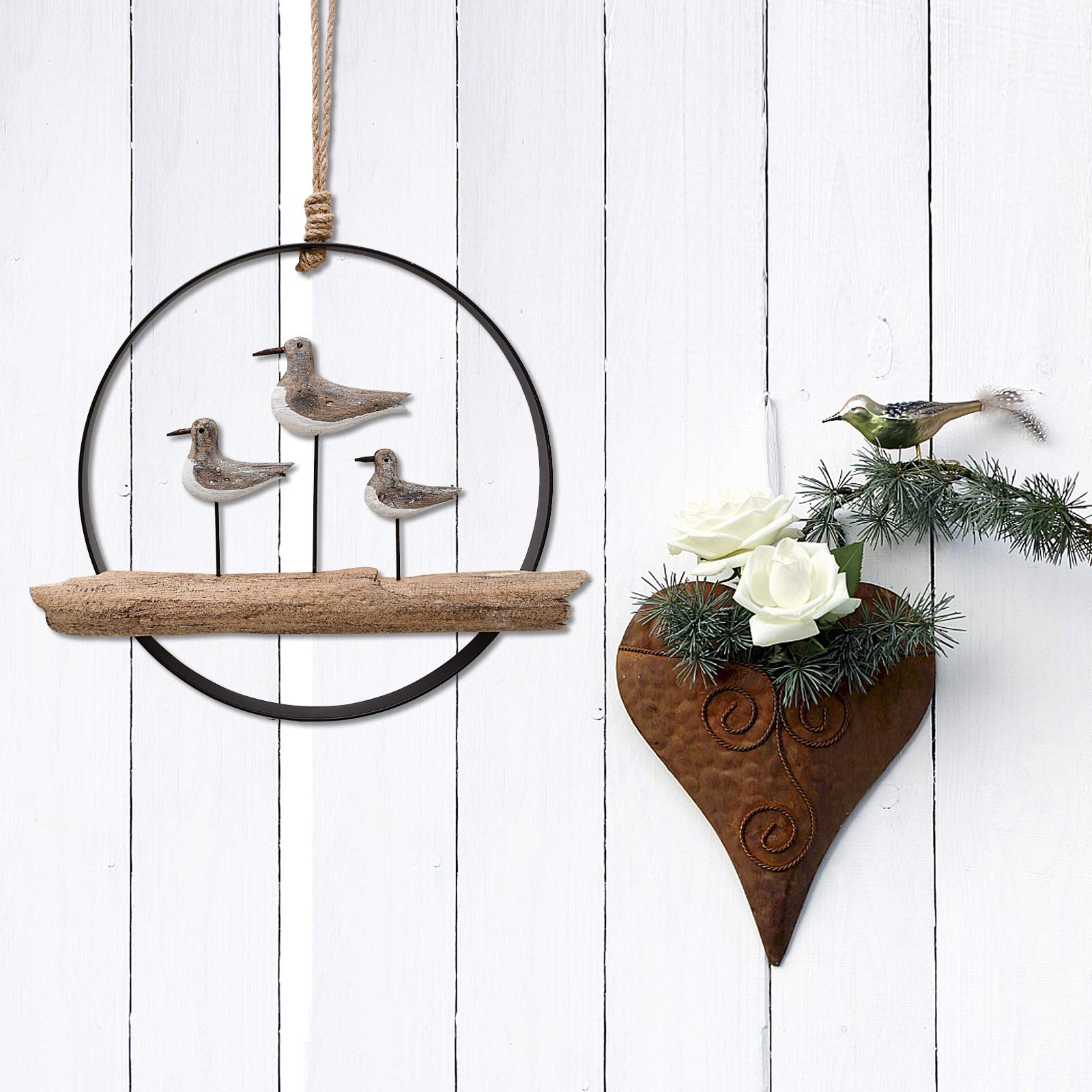 Handcrafted Wooden Seagull Wall Hanging Decor - Rustic Nautical Beach Theme Home Decoration for Bathroom, Bedroom & Lake House - Perfect for Coastal, Farmhouse & Boho Interior Design Styles