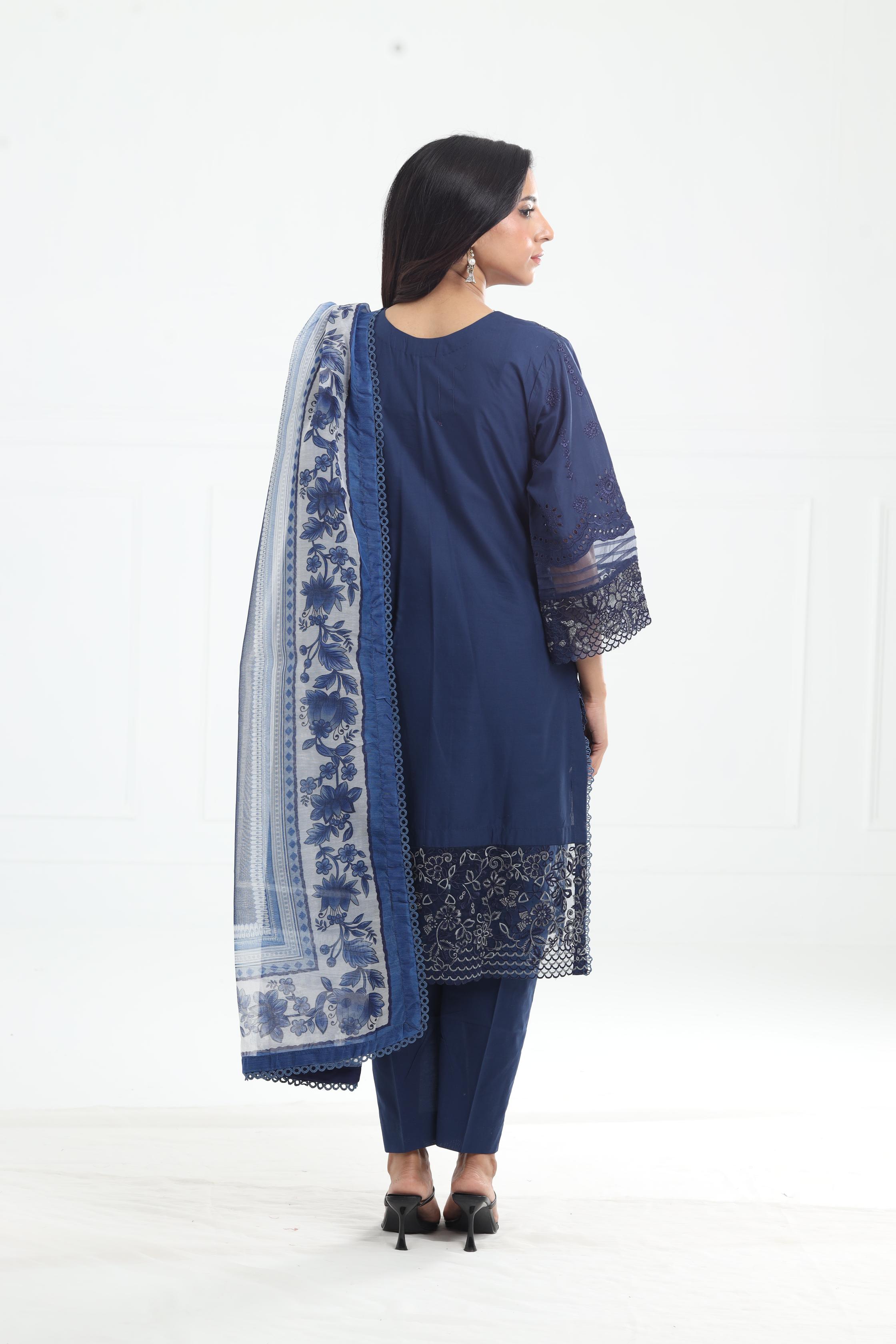 Brira Xenia Printkari Stitched Cotton Dress - Elegant Floral Embroidered Maxi Dress for Women | Perfect for Summer Parties, Beach Vacations & Boho Fashion