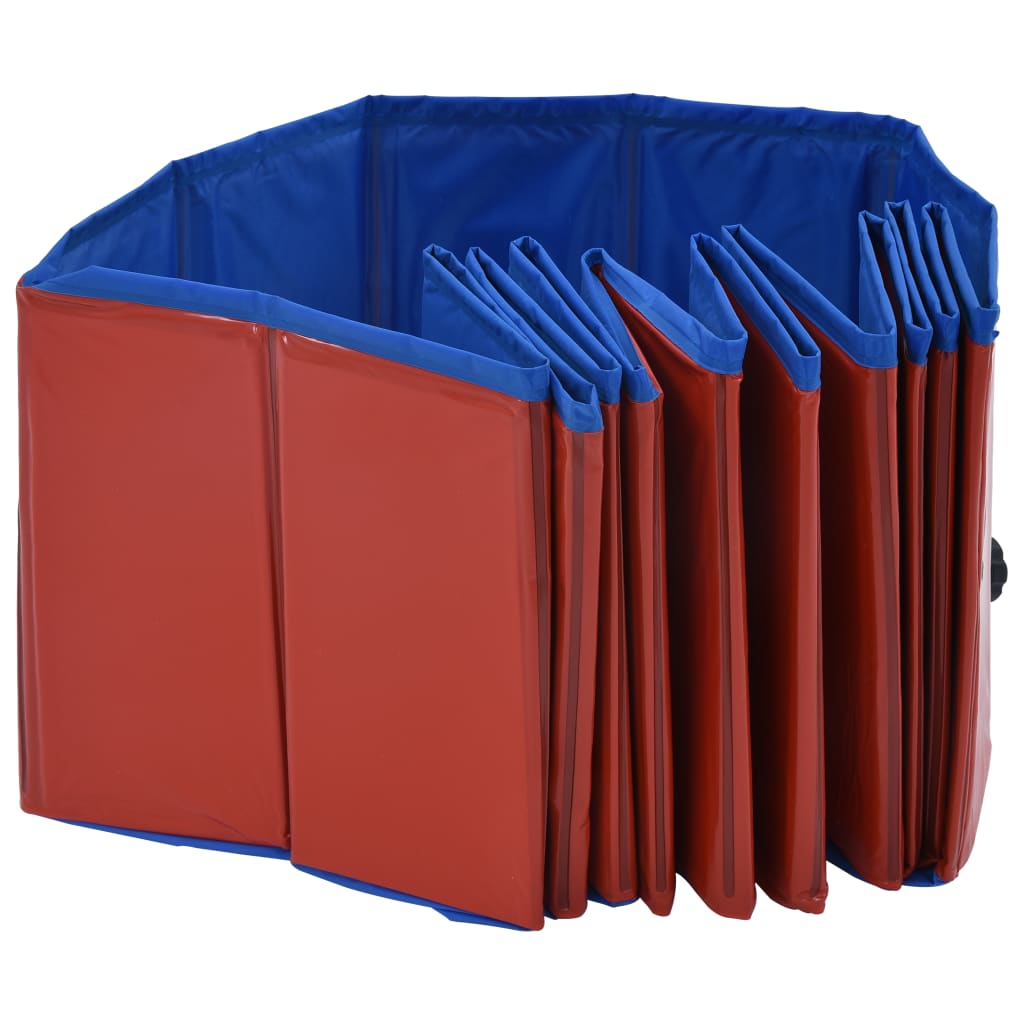 Foldable Dog Swimming Pool 120x30 cm - Portable PVC Pet Pool for Small & Medium Dogs - Ideal for Backyard, Beach & Outdoor Play - Red