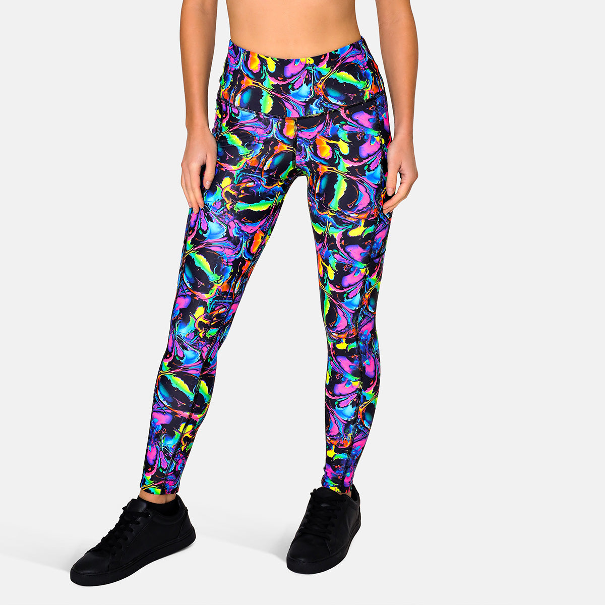 Glow in The Dark Liquid Leggings for Women - High Waist Yoga Pants with Reflective Design - Perfect for Night Running, Rave Parties & Fitness Workouts