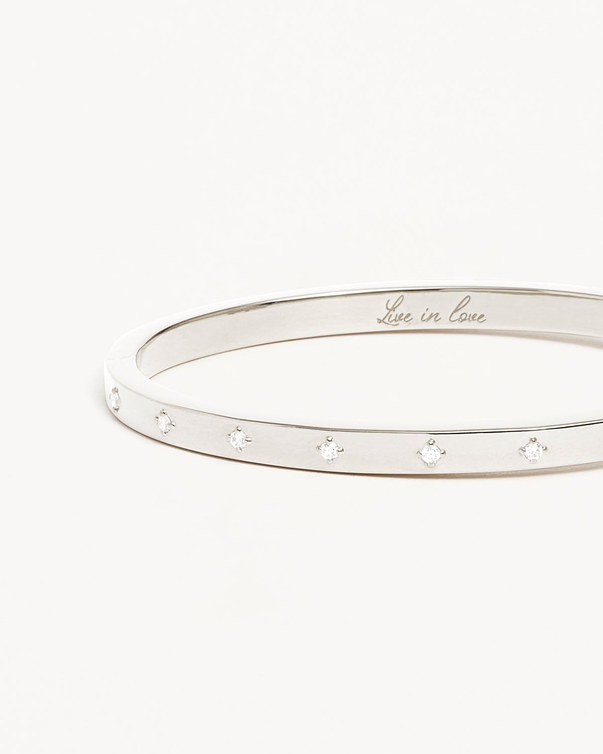 Sterling Silver Live in Love Bangle Bracelet for Women - Elegant Stackable Jewelry Gift for Anniversary, Valentine's Day & Everyday Wear