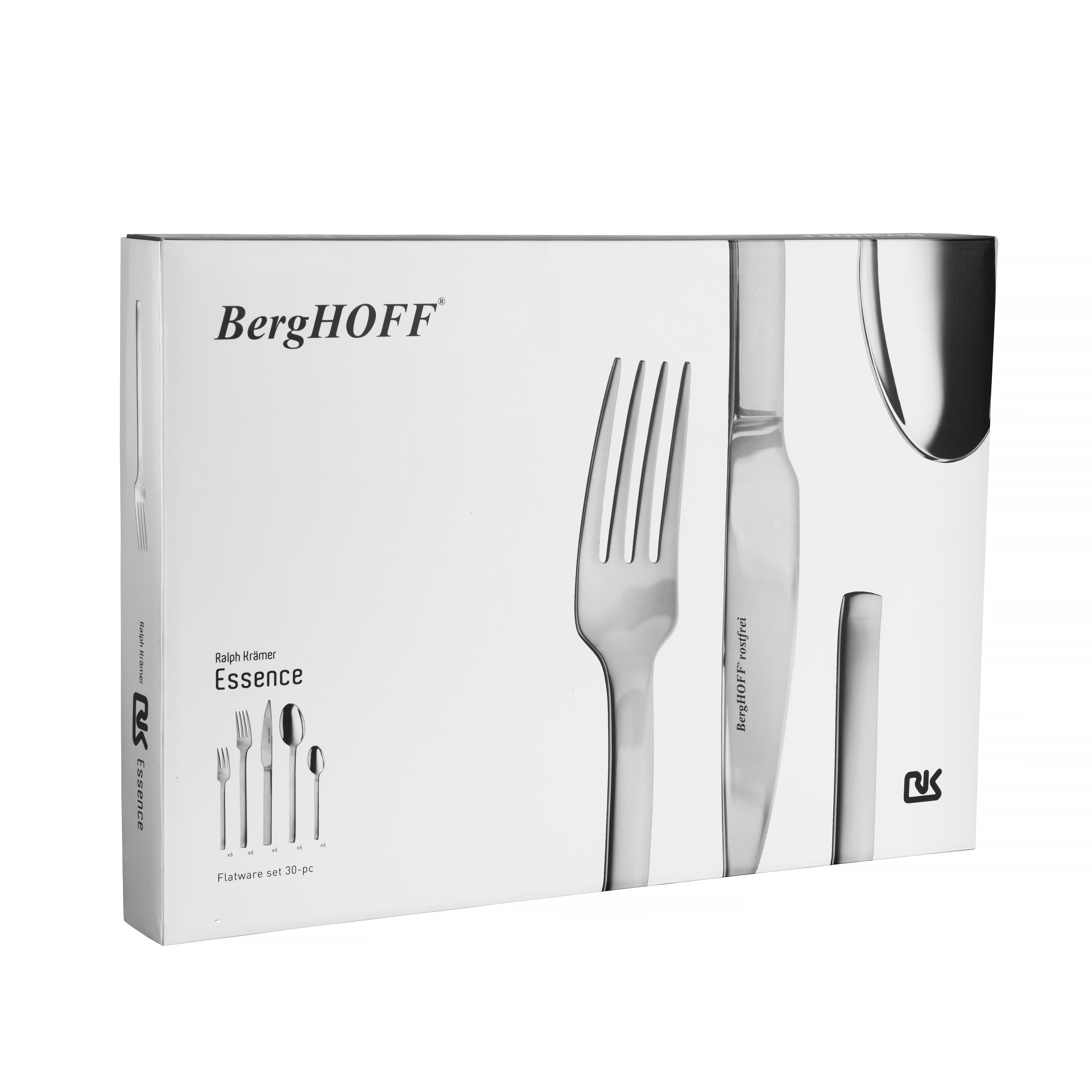 BergHOFF Essentials 30-Piece 18/10 Stainless Steel Flatware Set - Essence Collection | Durable Silverware for Everyday Dining, Dinner Parties & Gift Giving