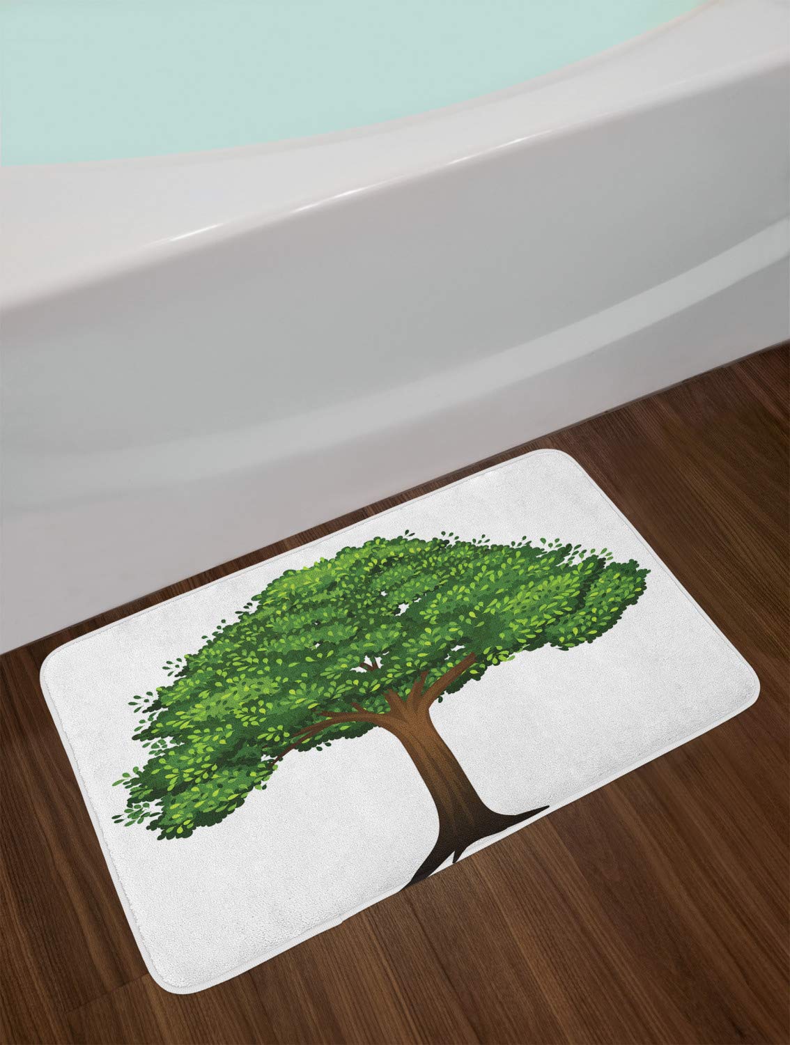 Ambesonne Non-Slip Plush Bath Mat with Digitally Printed Spring Tree Design - 30.2