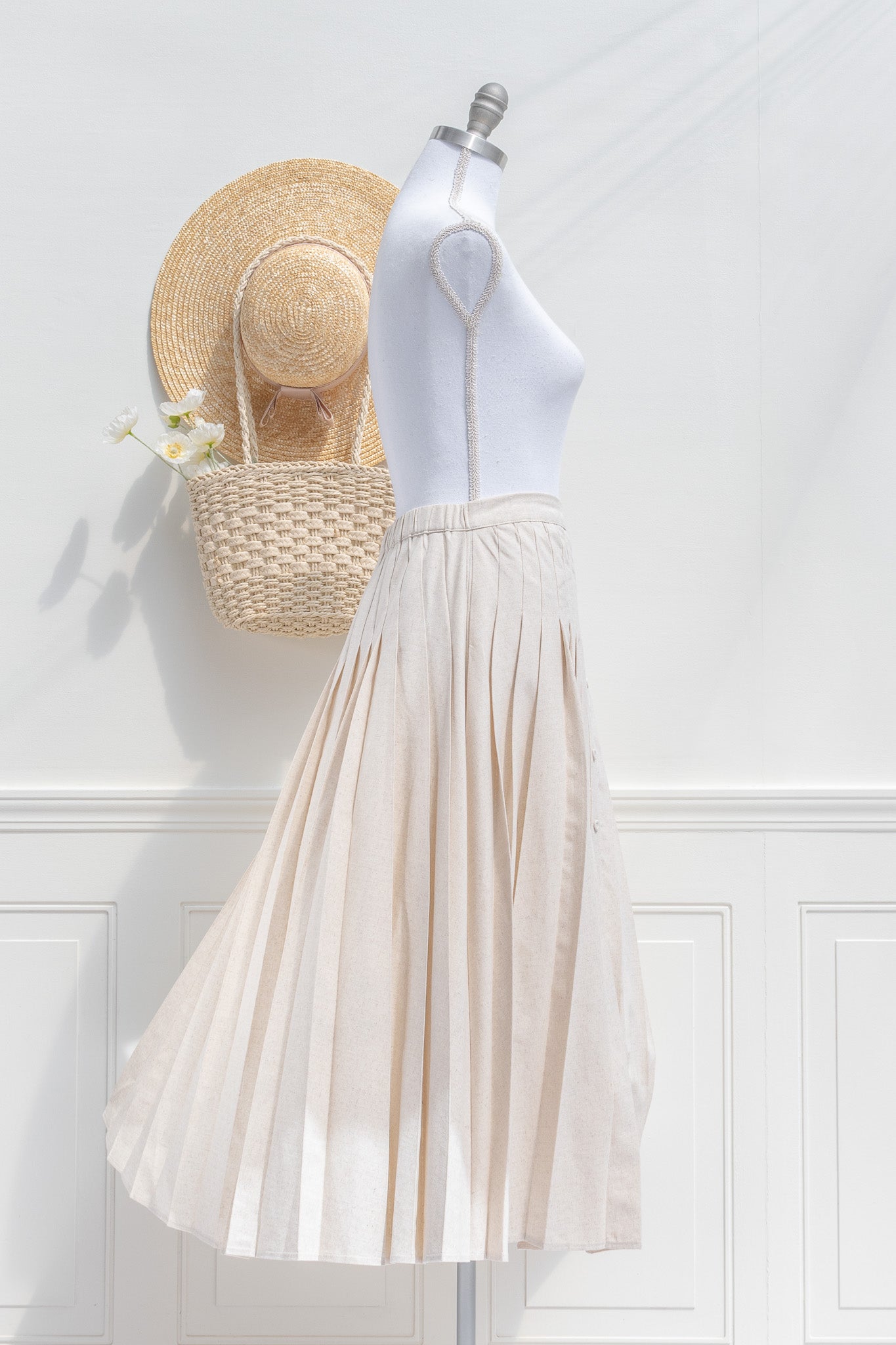 Amelia Pleated Midi Skirt for Women - A-Line Flowy Summer Skirt with Pockets | Perfect for Office, Date Night & Casual Outfits