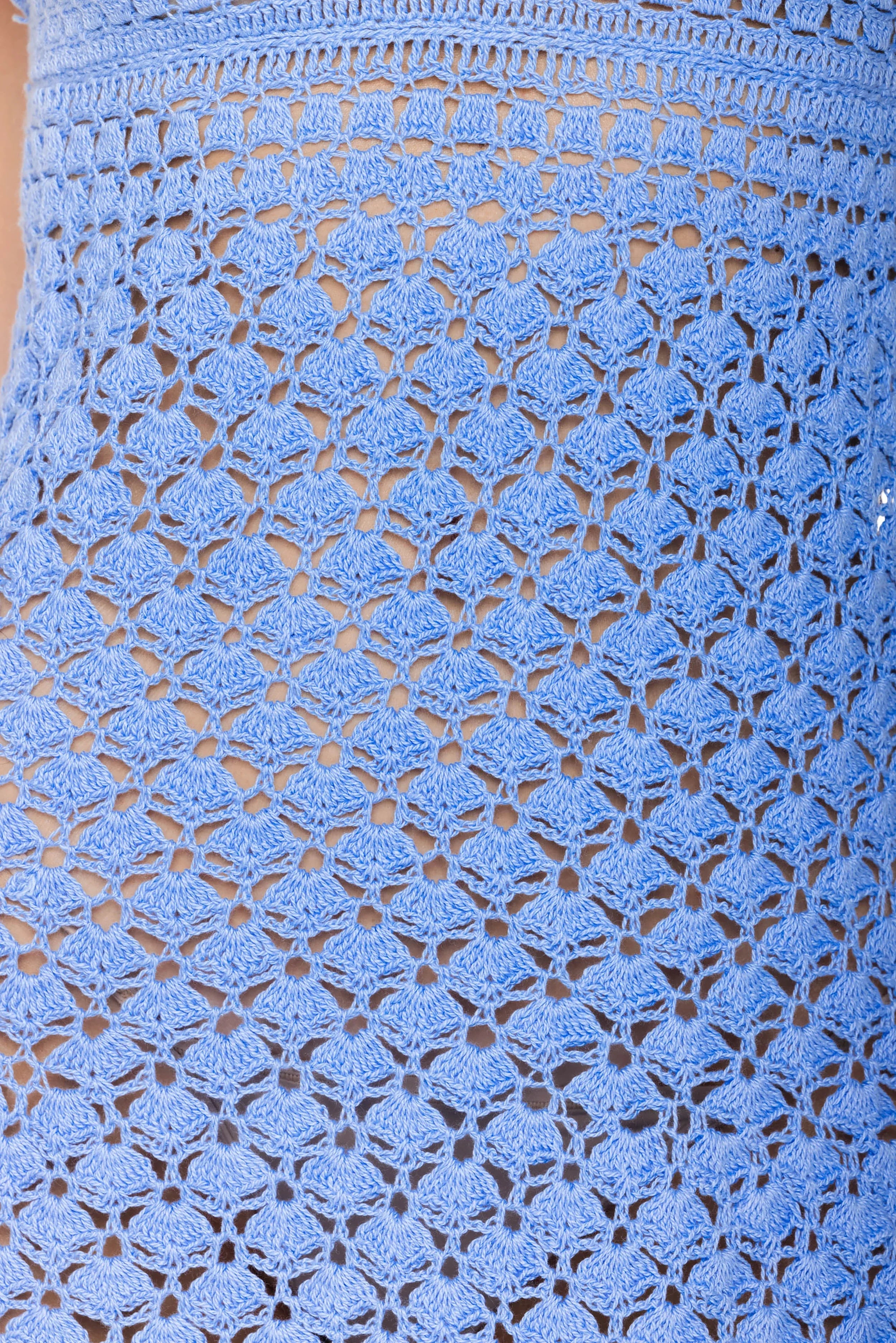 Claudia Crochet Midi Dress for Women - Peri Blue Floral Summer Beach Dress | Perfect for Vacation, Boho Chic Outfits & Outdoor Weddings