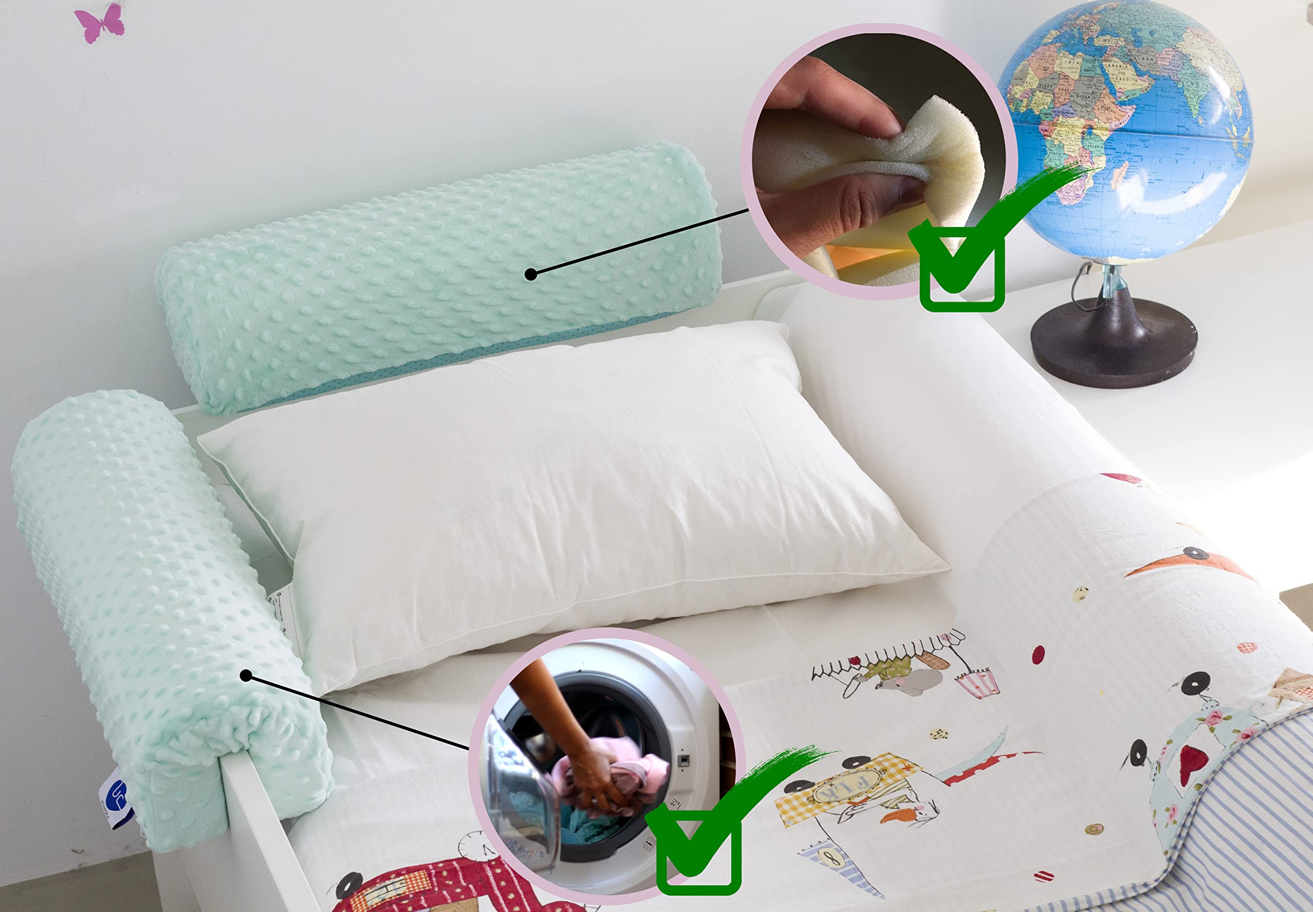 UC Bed Barrier (2-Pack) - Foldable Travel Bed Rail for Kids, Anti-Fall Safety Guard with Soft Foam Padding - Fits 90cm, 150cm, 180cm & 200cm Beds - Wall Protector for Toddler & Child Safety | Perfect for Home, Travel & Daycare Use