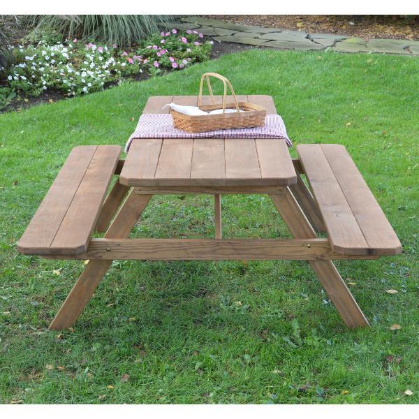 Durable Pressure Treated Pine Picnic Table with Attached Benches - Outdoor Dining Set for Backyard, Patio, Park & Camping - Weather Resistant Wooden Picnic Table for Family Gatherings & BBQs