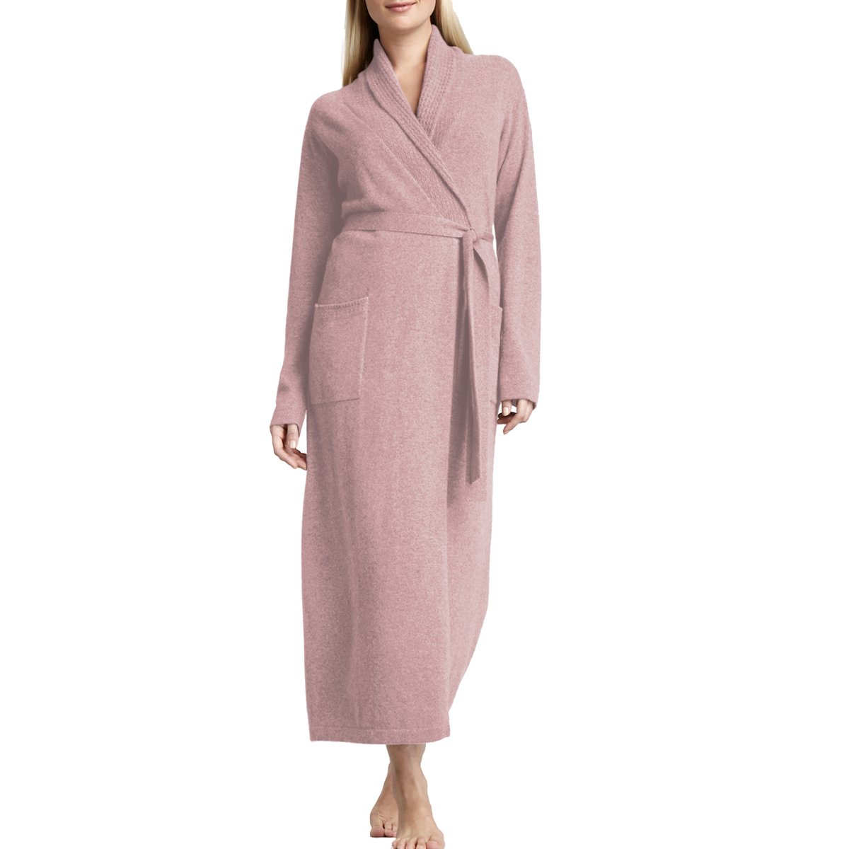 Parisbonbon Women's 100% Cashmere Shawl Collar Bathrobe - Soft Luxury Robe for Spa, Lounge & Home Relaxation - Shell Pink Size XL