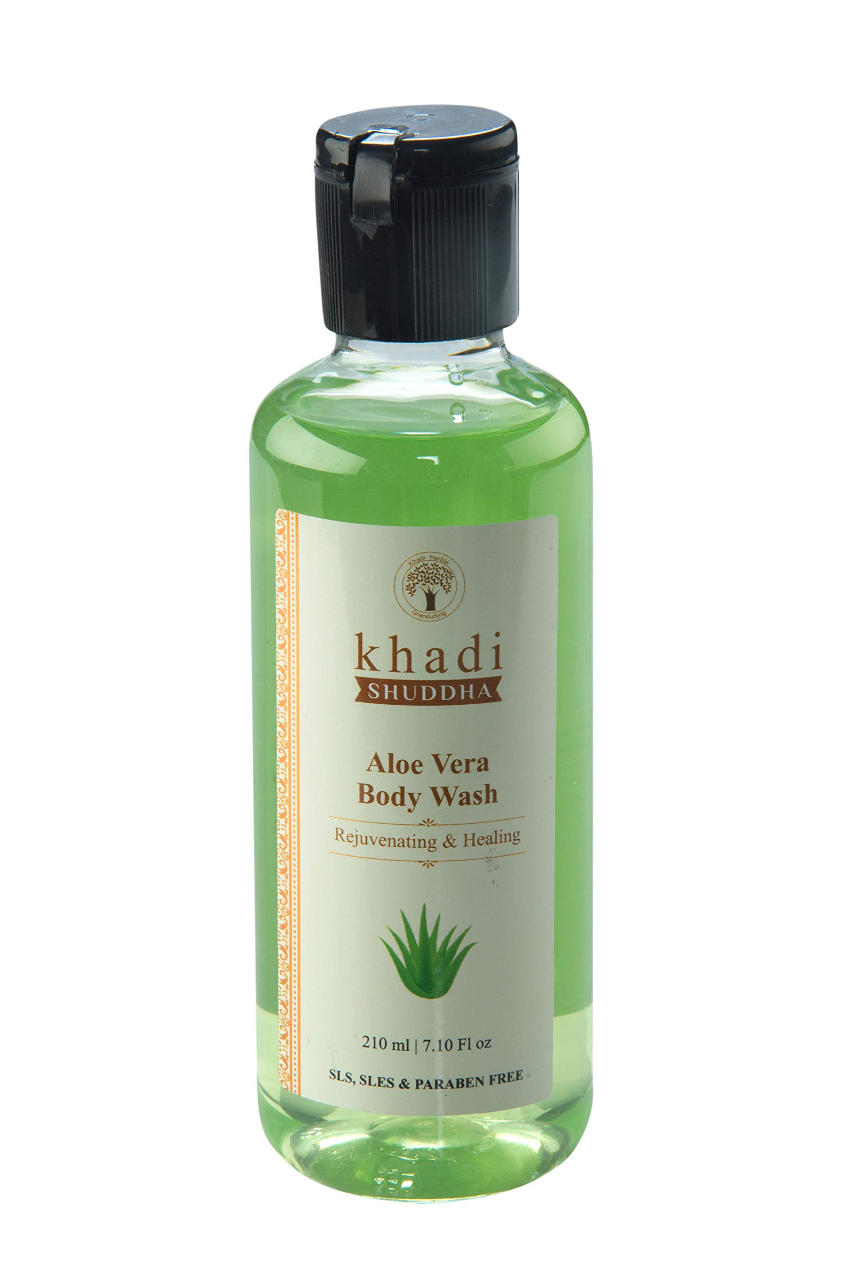 Khadi Shuddha Aloe Vera Body Wash 210ml - SLS Free, SLES Free, Paraben Free, Natural Green Formula for Hydrating & Soothing Skin | Perfect for Sensitive Skin & Daily Body Care Routine