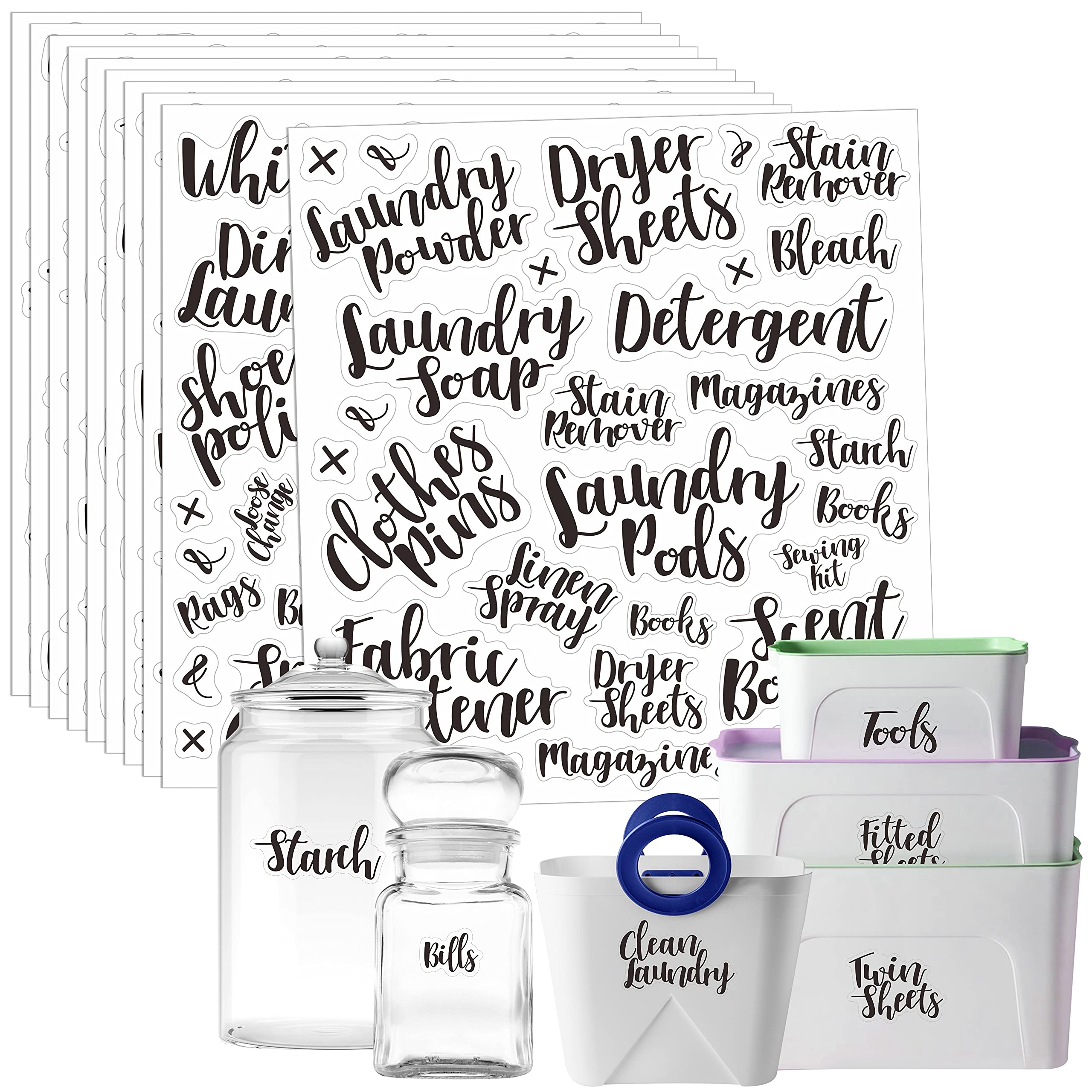 Hebayy 318 PCS Laundry Room & Linen Closet Organization Labels - Waterproof, Oil-Resistant Stickers for Home, Office, Bathroom & Beauty Storage - Perfect for Sorting Clothes, Towels & Cosmetics