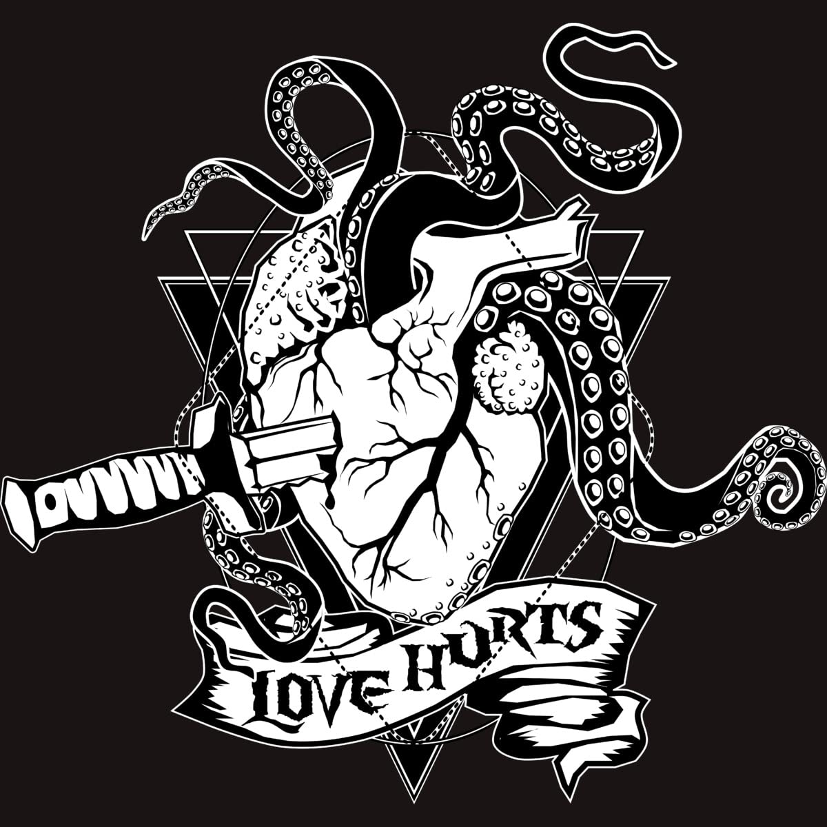 Design By Humans Men's Valentine's Day Love Hurts The Monster Heart Graphic T-Shirt by vonKowen | Funny Couples Gift for Him, Date Night Outfit