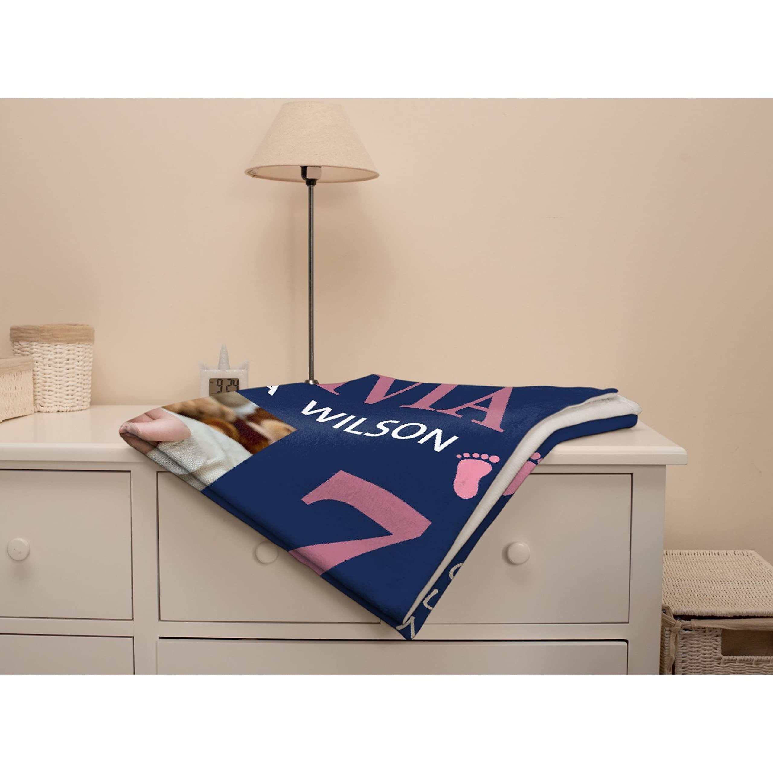 Custom Personalized Baby Blanket with Name, Birth Date & Time - Soft 120