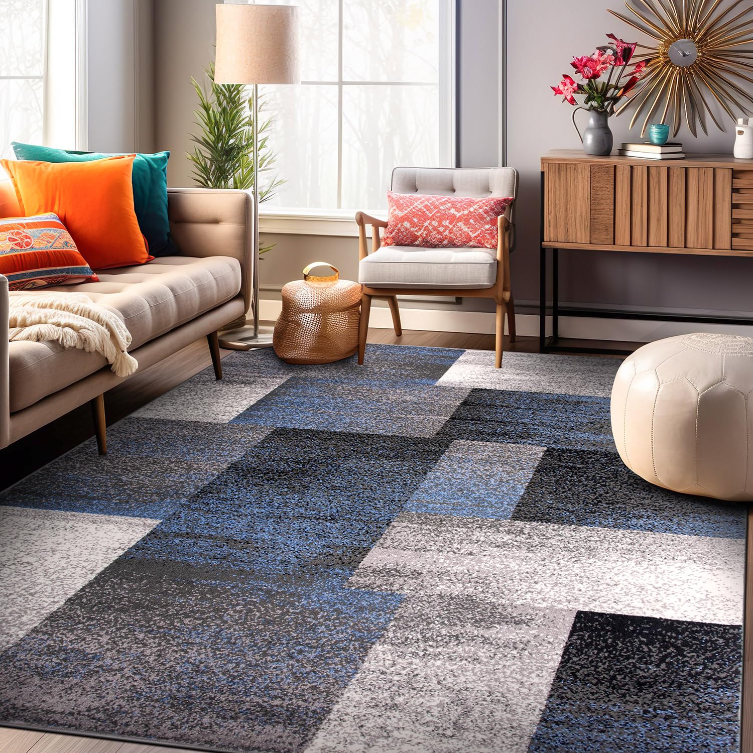 Modern Distressed Boxes Area Rug 7'10