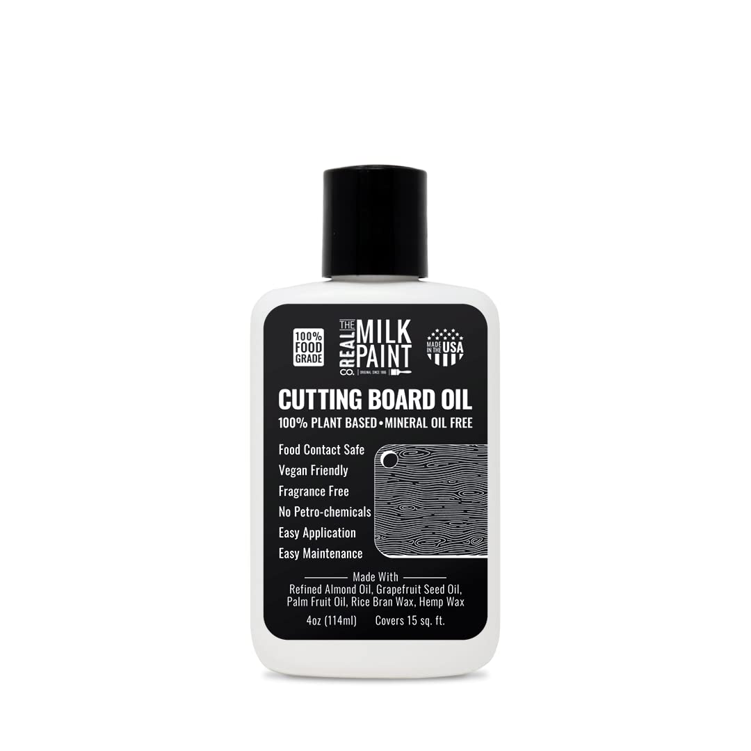 Real Milk Paint Food Grade Cutting Board Oil - 4oz | Safe for Wood Chopping Boards, Butcher Blocks & Bamboo | Natural Finish for Charcuterie Boards & Kitchen Utensils | Perfect for Seasoning & Protecting Wooden Kitchenware