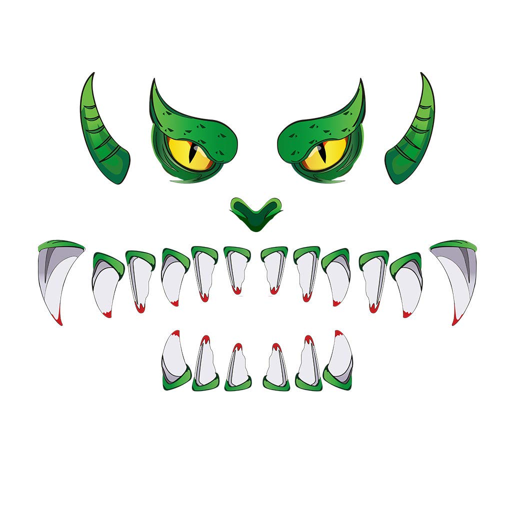 Halloween Scary Goblin & Dragon Face Wall Stickers - Pink Silver Bathroom Accessories for Teen Girl Room Decor, Outdoor Doorway & Garage Window Party Decoration - Multicolor One Size (Perfect for Halloween Parties, Bedroom & Bathroom Wall Decor)