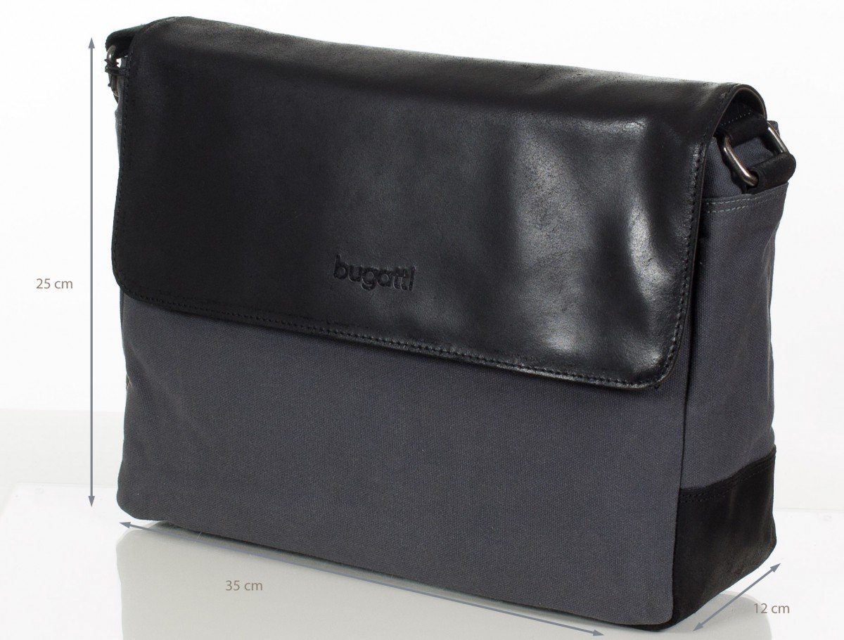 Bugatti Urbano Messenger Bag - 35cm Medium Size in Anthracite - Stylish & Durable Crossbody Bag for Work, Travel & Everyday Use