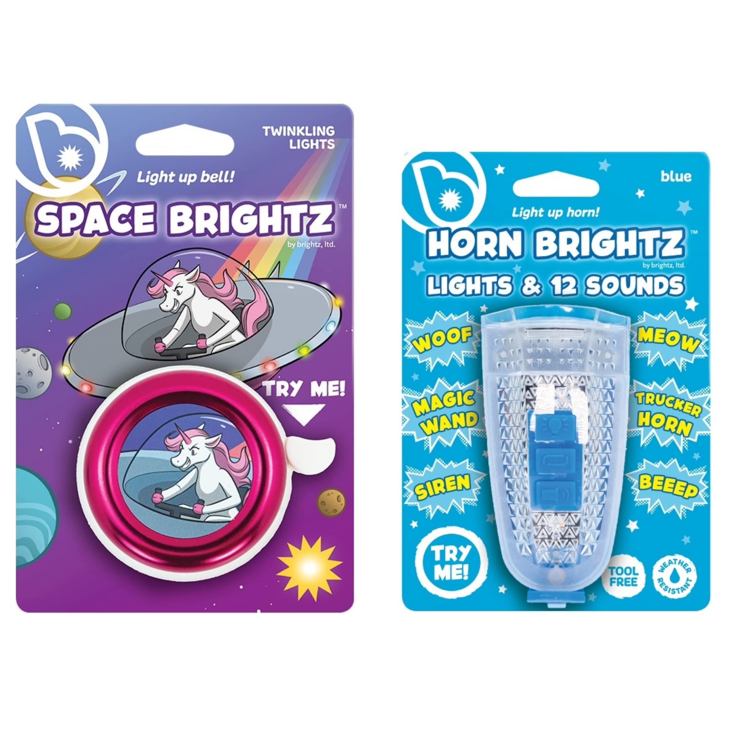 Brightz LED Light Up Bike Bell & Horn Combo - Waterproof, Loud Clear Ring Sound, Fun Flashing Lights for Kids & Adults - Perfect for Night Riding, Safety Cycling, and Outdoor Adventures
