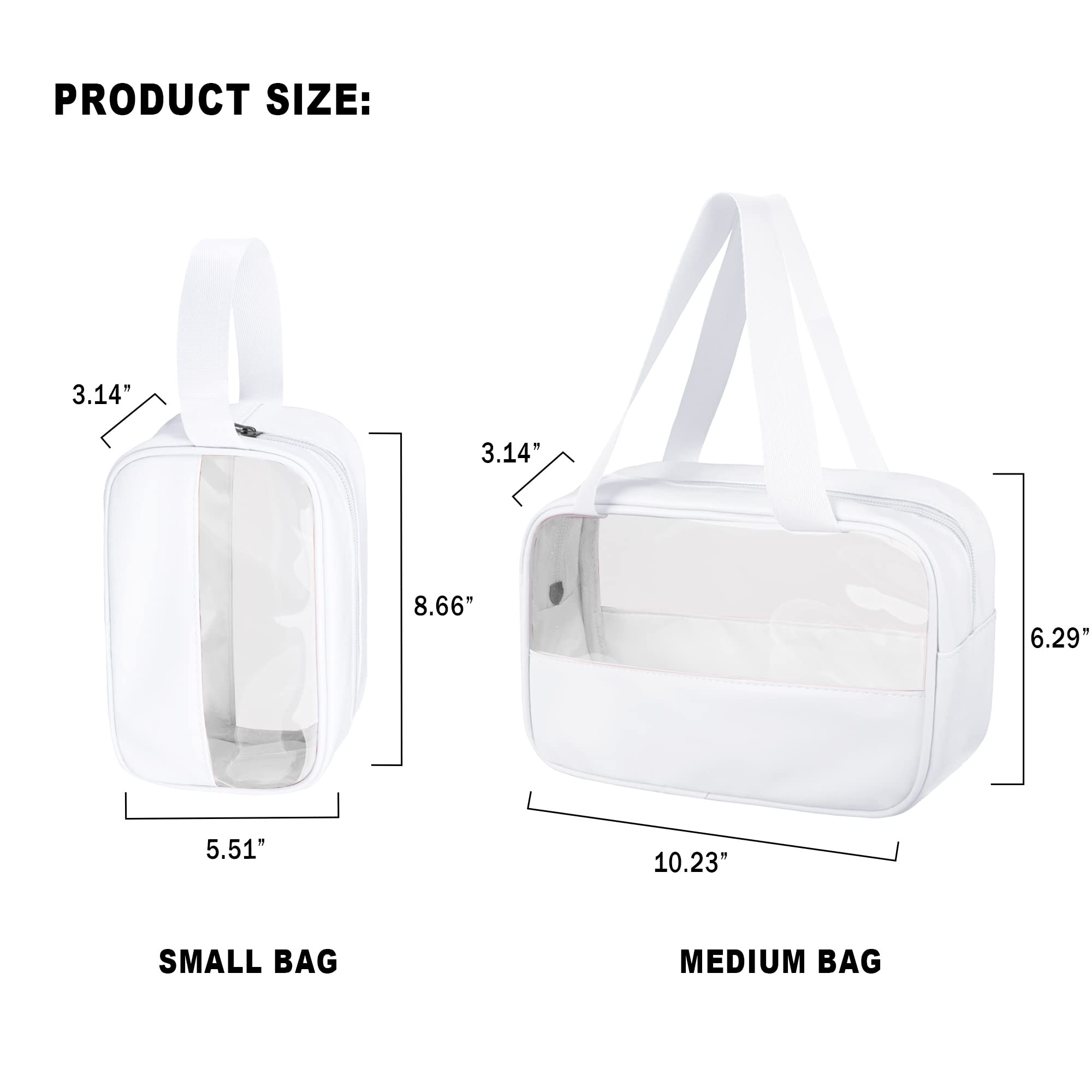 2-Pack Clear Makeup Bags Set - Transparent PVC Travel Cosmetic Pouch & Waterproof Toiletry Organizer for Women (White) | Perfect for Travel, Gym & Daily Essentials Storage