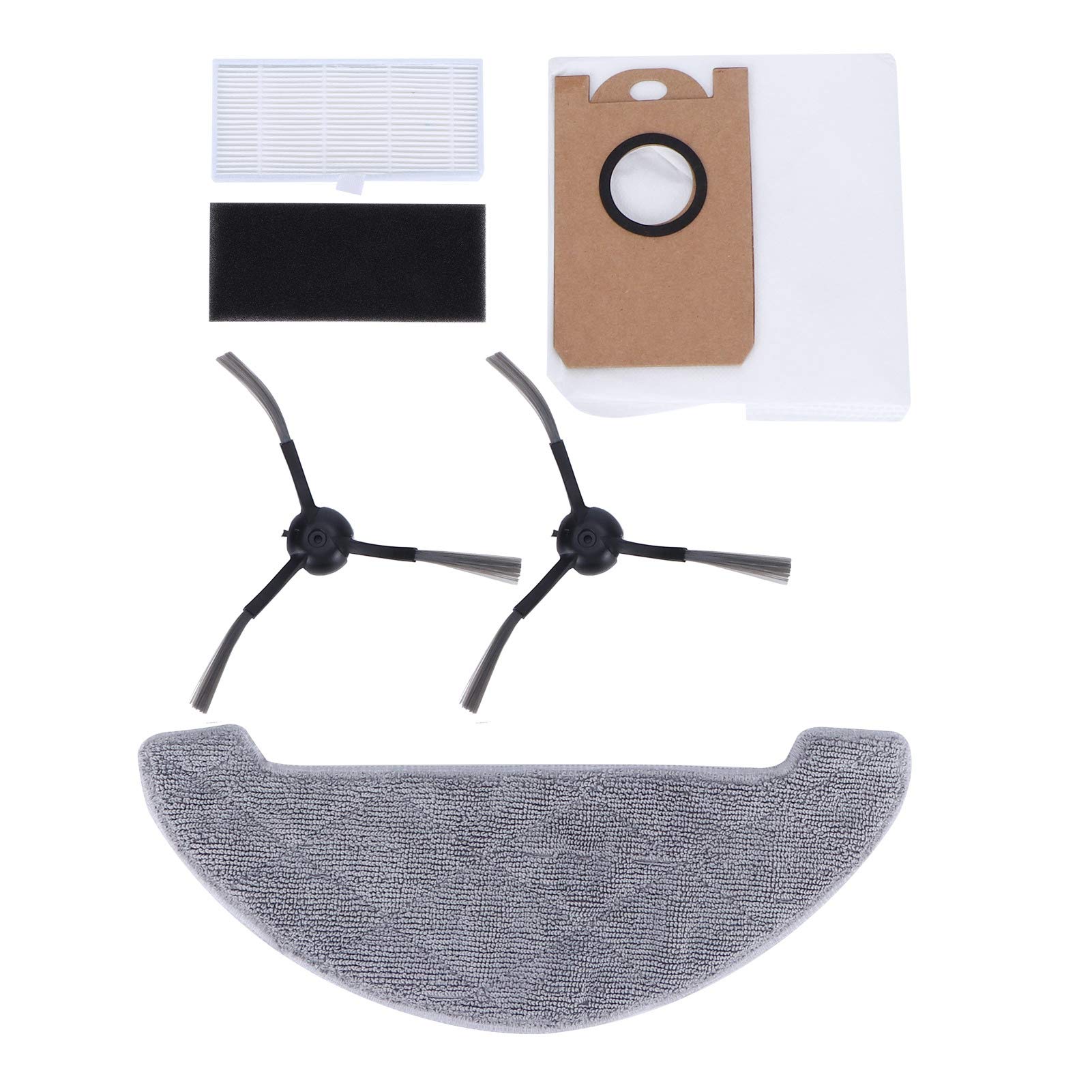 BORDSTRACT Vacuum Cleaner Side Brush, Filter & Dust Bag Kit - Replacement Parts for Proscenic M7 MAX Robot Cleaner - Includes Mop Rag for Hardwood Floors & Carpets Cleaning