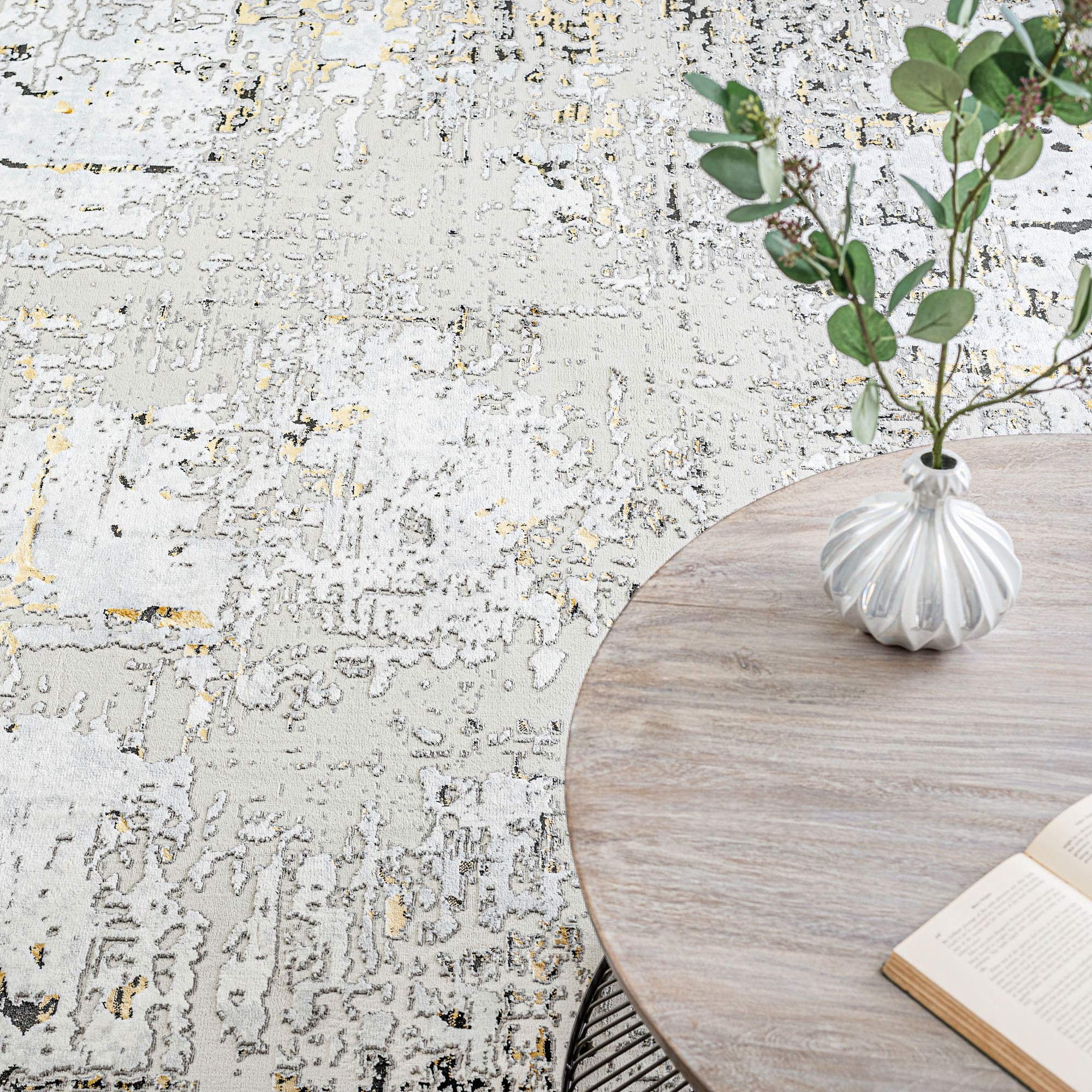 Modern Yellow Abstract Area Rug 8x10 - Contemporary Handmade Carpet for Living Room, Bedroom, Dining Room - Non-Slip Soft Floor Mat - Perfect for Home Decor, Office, Entryway & Foyer - Alfombras para Sala