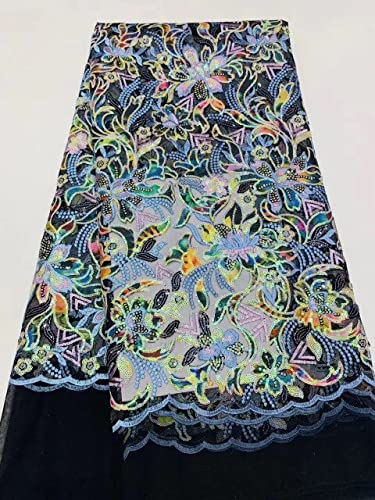Premium S3LLACE Nigeria Sequined Lace Fabric - African Wedding Lace Material, French Tulle Bridal Fabric (D4141) for Gowns, Dresses & Traditional Attire - Perfect for Bridal Sewing, Nigerian Fashion Design & Special Occasion Outfits