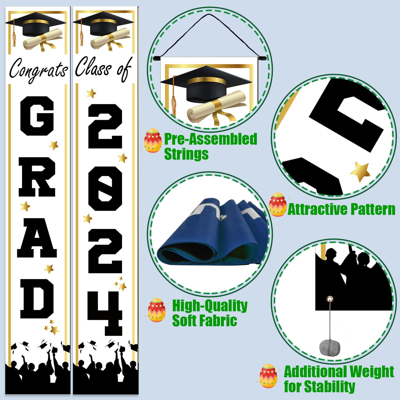 Class of 2024 Graduation Decorations - White Congratulations Banner & Party Supplies for High School, College Graduation Celebrations | Perfect for Graduation Parties, School Events & Home Decor