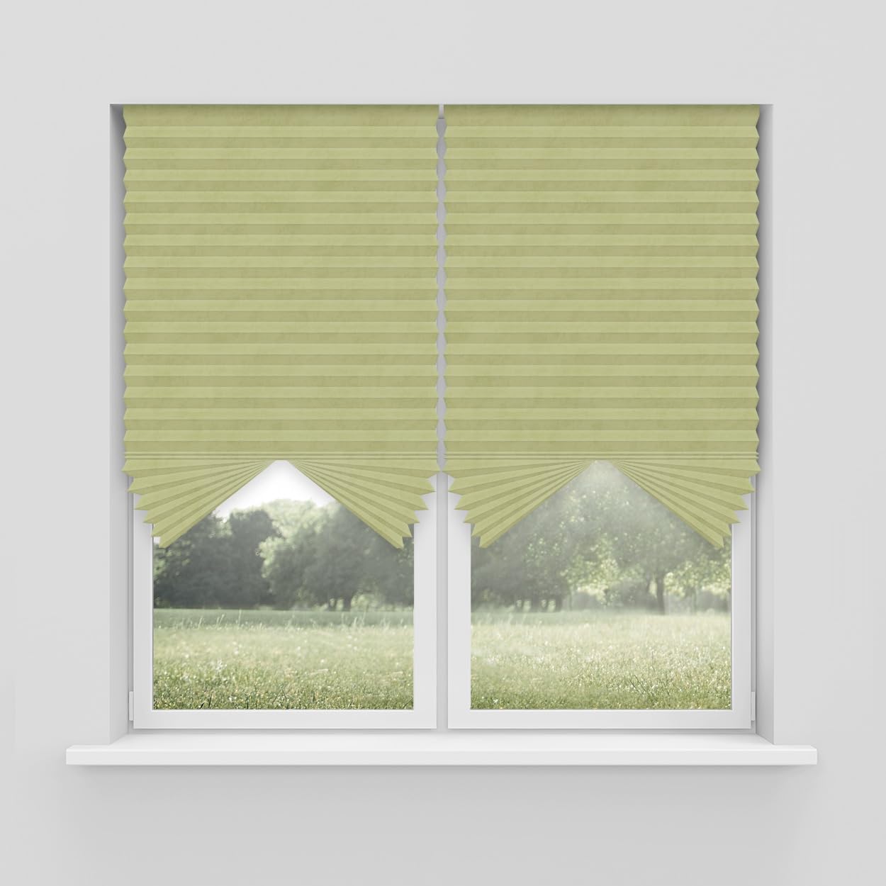 Foiresoft No-Tools Pleated Fabric Window Shades - Cordless Blackout Blinds for Privacy & Light Control, Self-Adhesive Easy Install (Butter/Ivory, 35